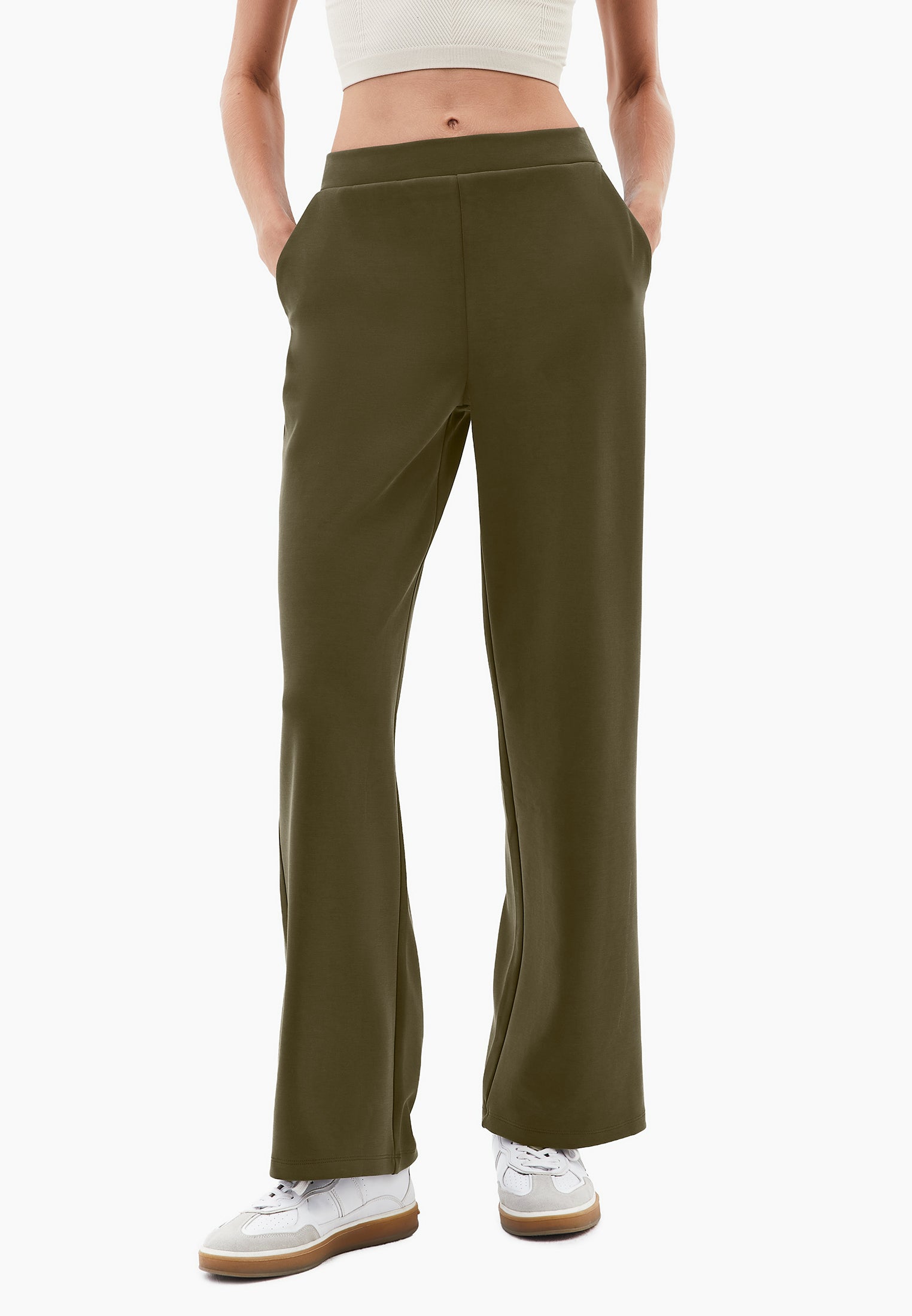High Waist Modal Pants - DARK OLIVE