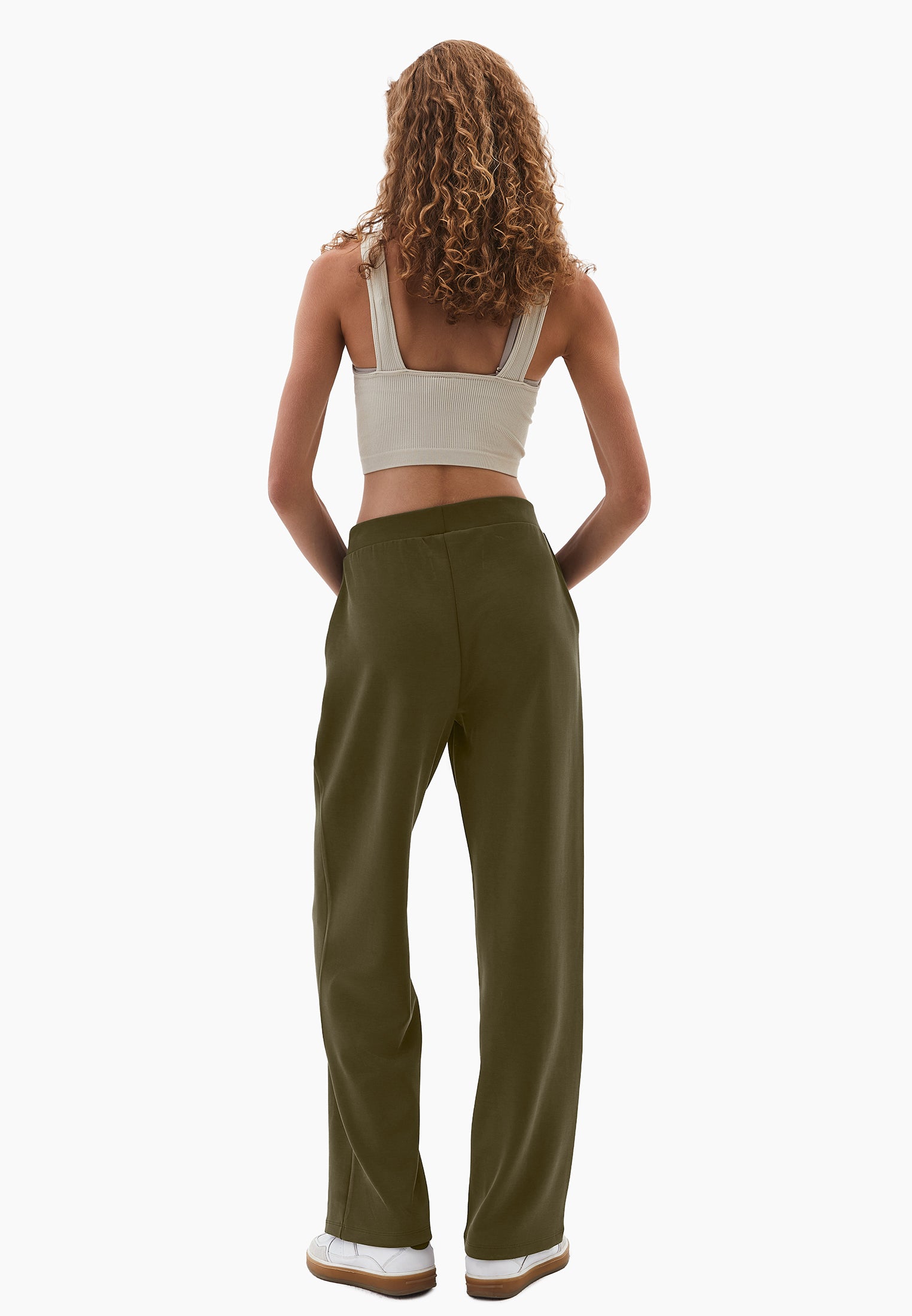 High Waist Modal Pants - DARK OLIVE