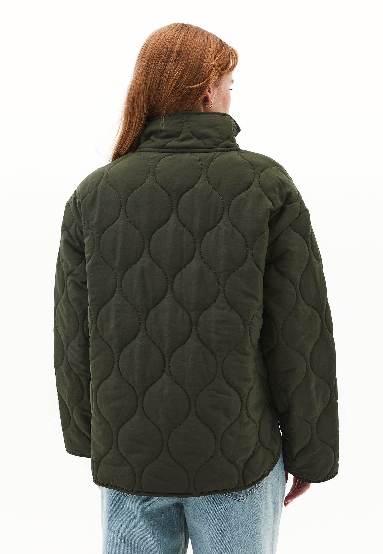 High Collar Quilted Coat - DEEP DEPTHS