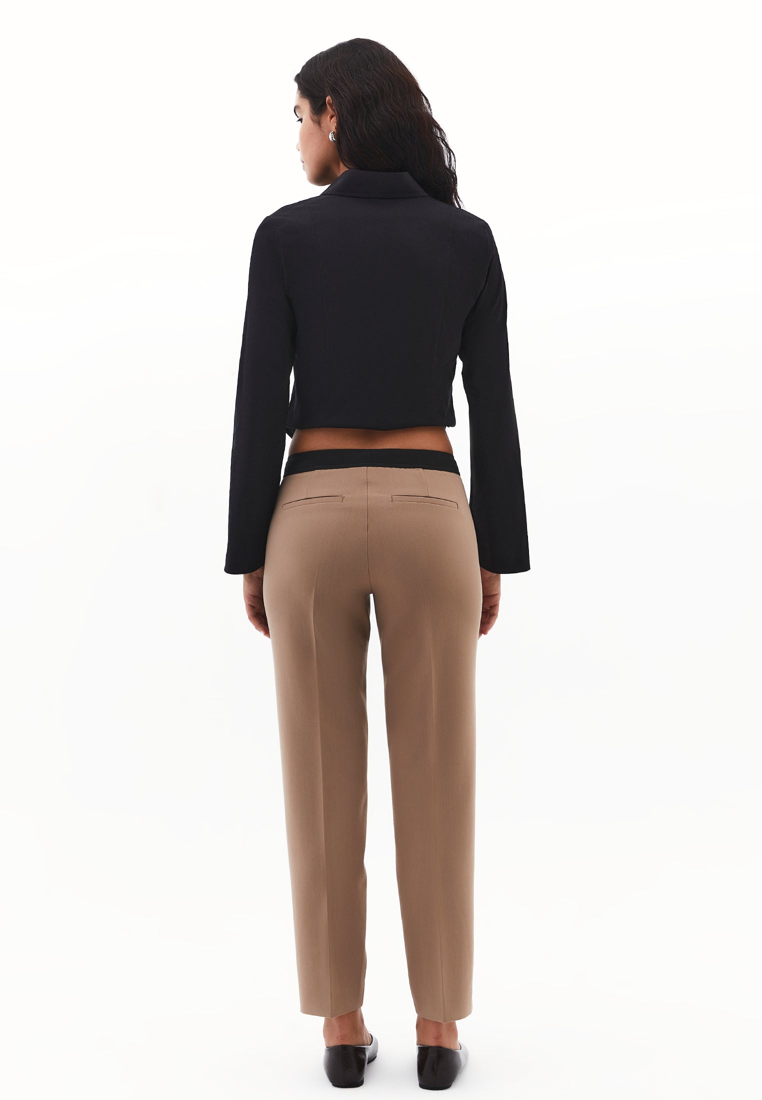 Slim Fit High Waist Pants - DESERT TAUPE