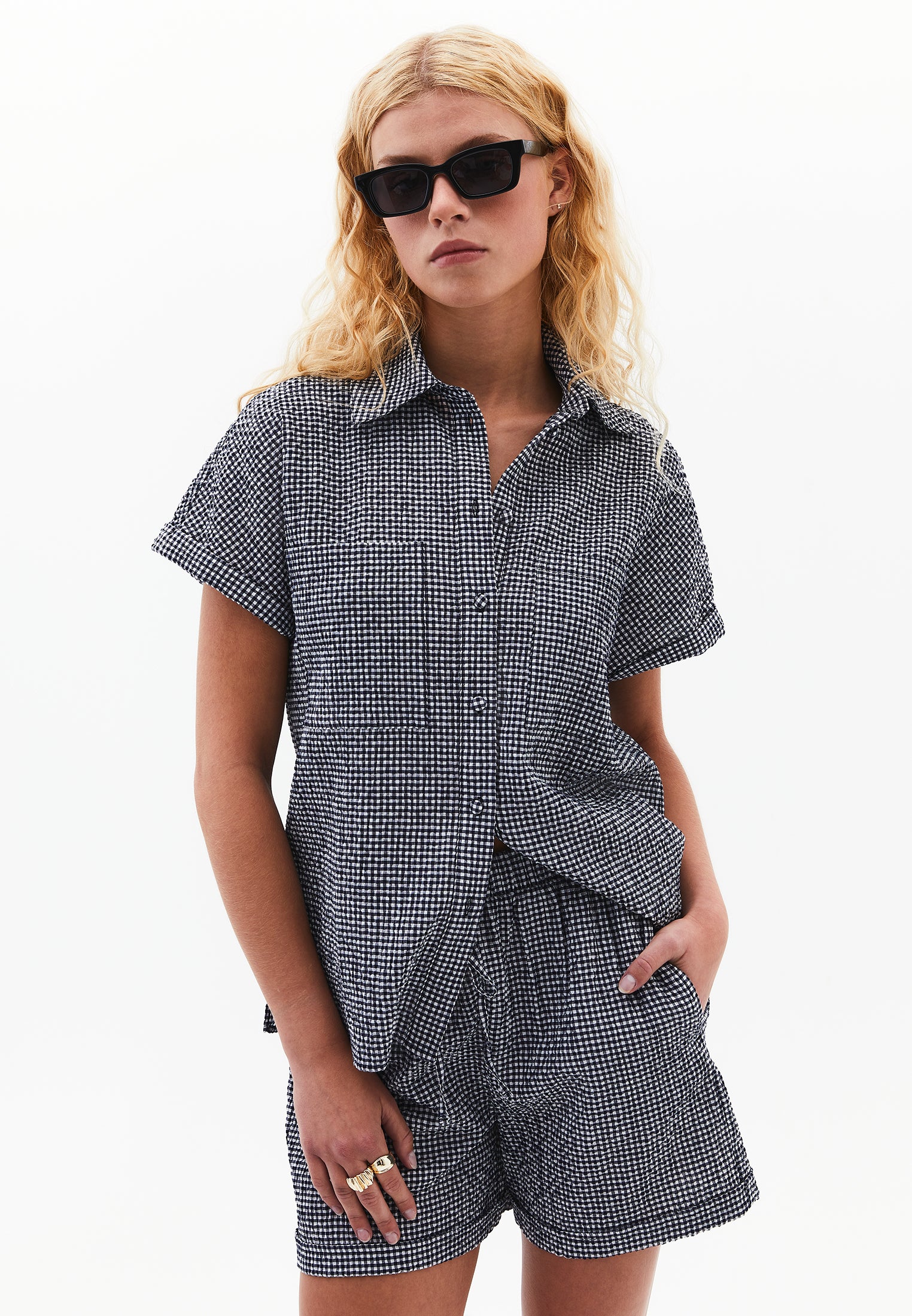 Short Sleeve Shirt - EVENING BLUE GINGHAM
