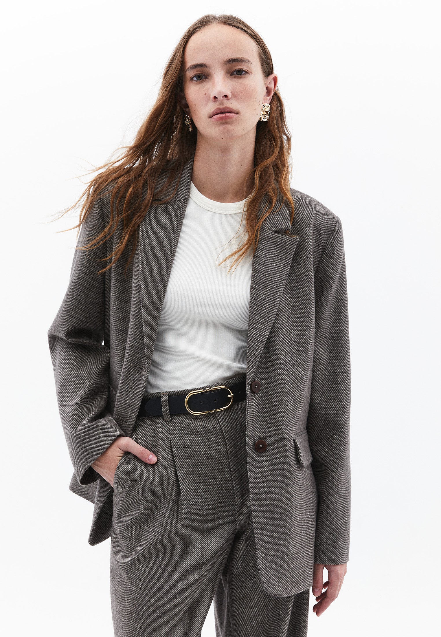 Button detailed oversized blazer jacket - FALCON