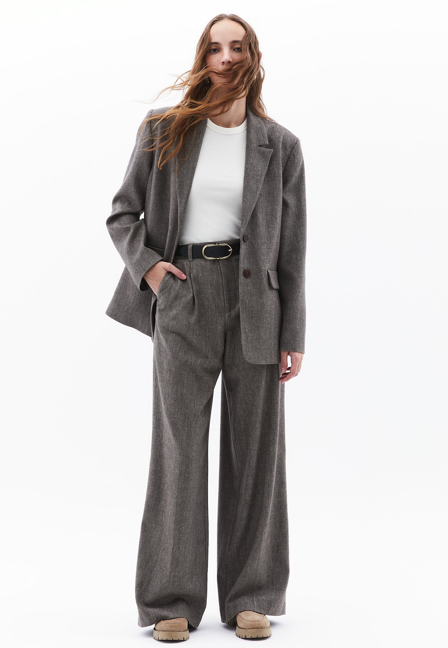 Button detailed oversized blazer jacket - FALCON