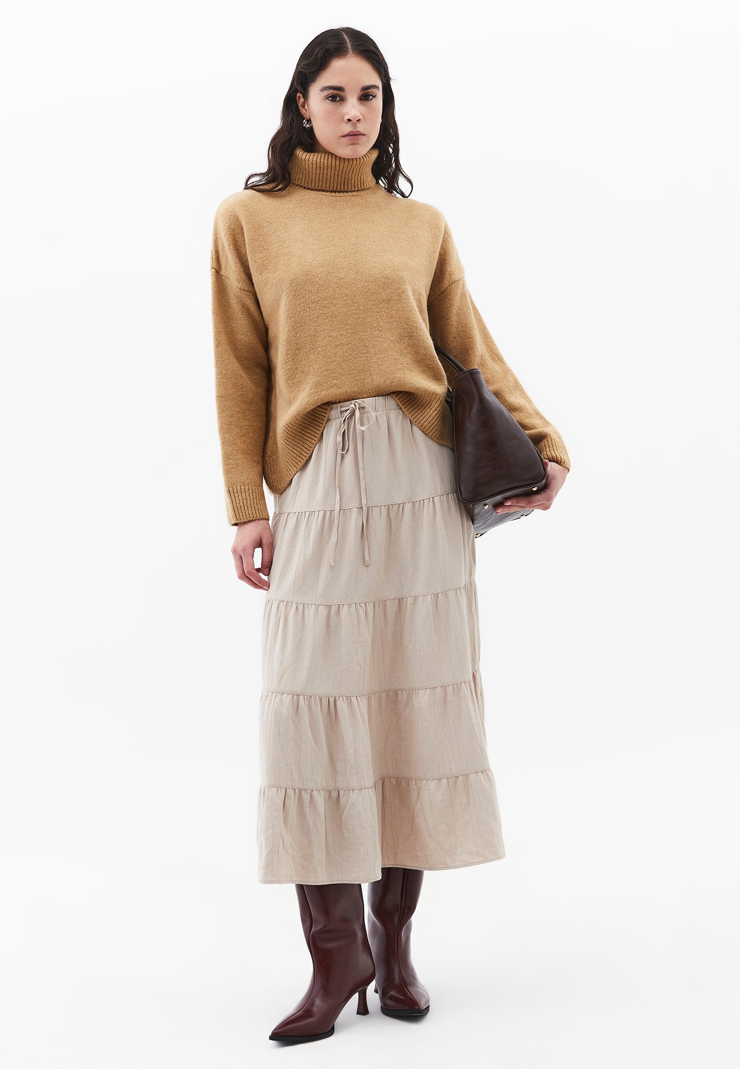 A-Line Midi Skirt - FEATHER GRAY