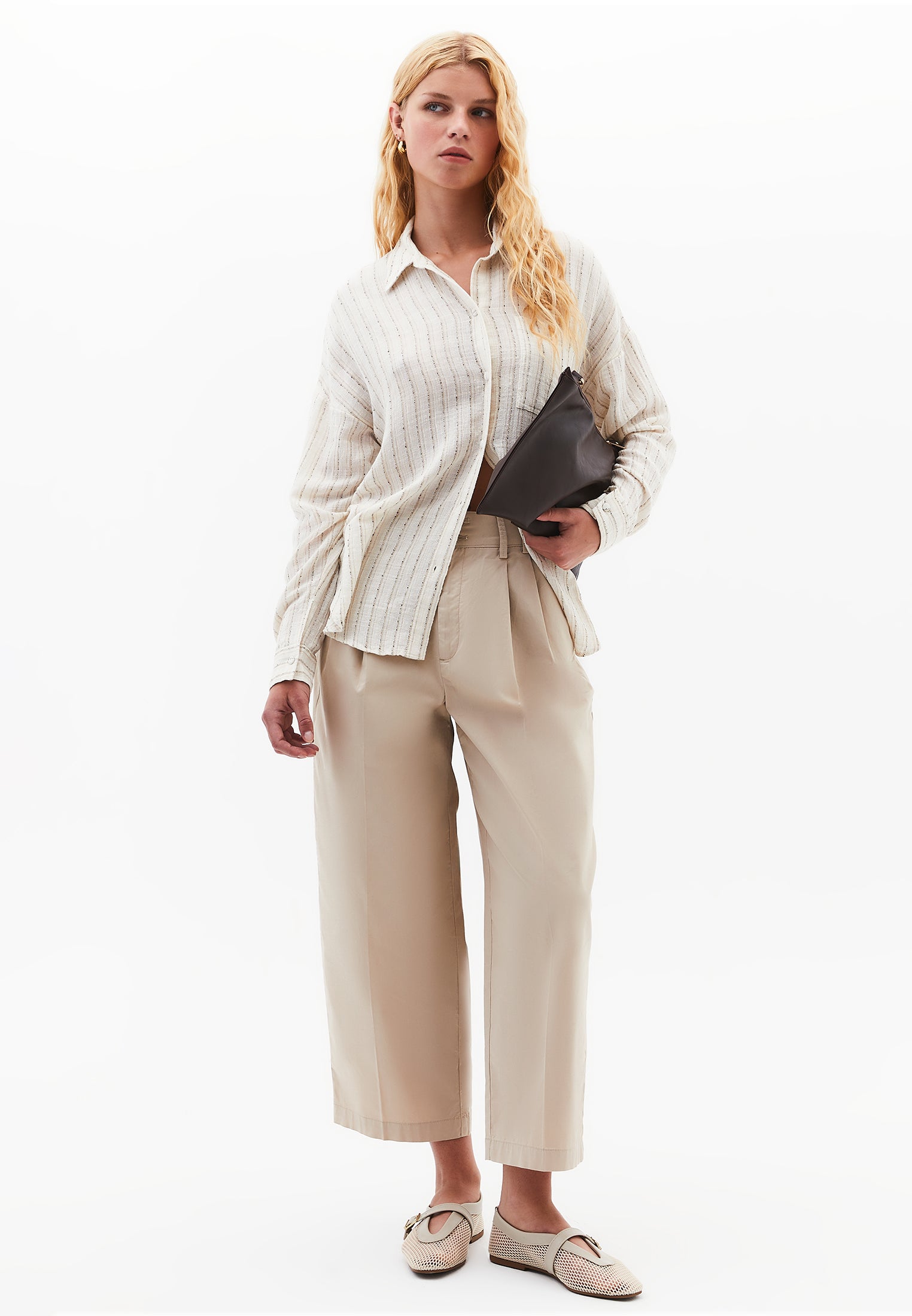 High Waist Baggy Carrot Trousers - FEATHER GRAY