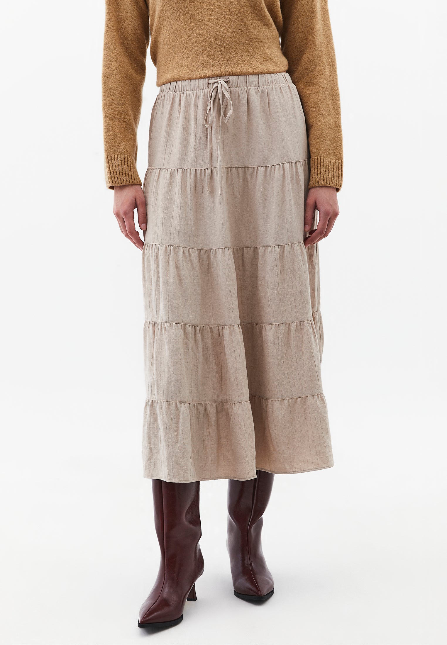 A-Line Midi Skirt - FEATHER GRAY