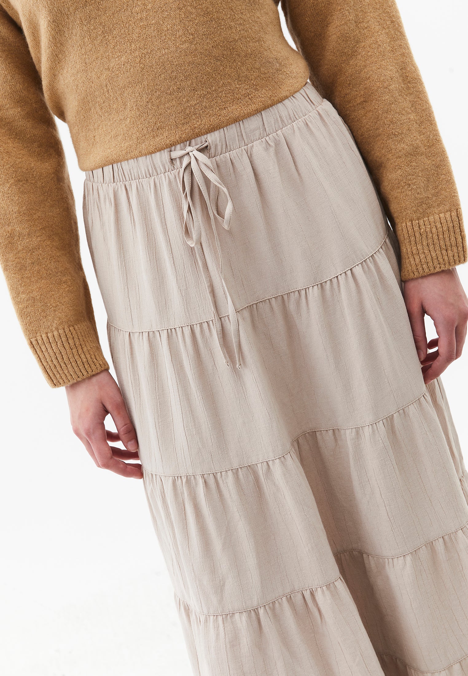 A-Line Midi Skirt - FEATHER GRAY