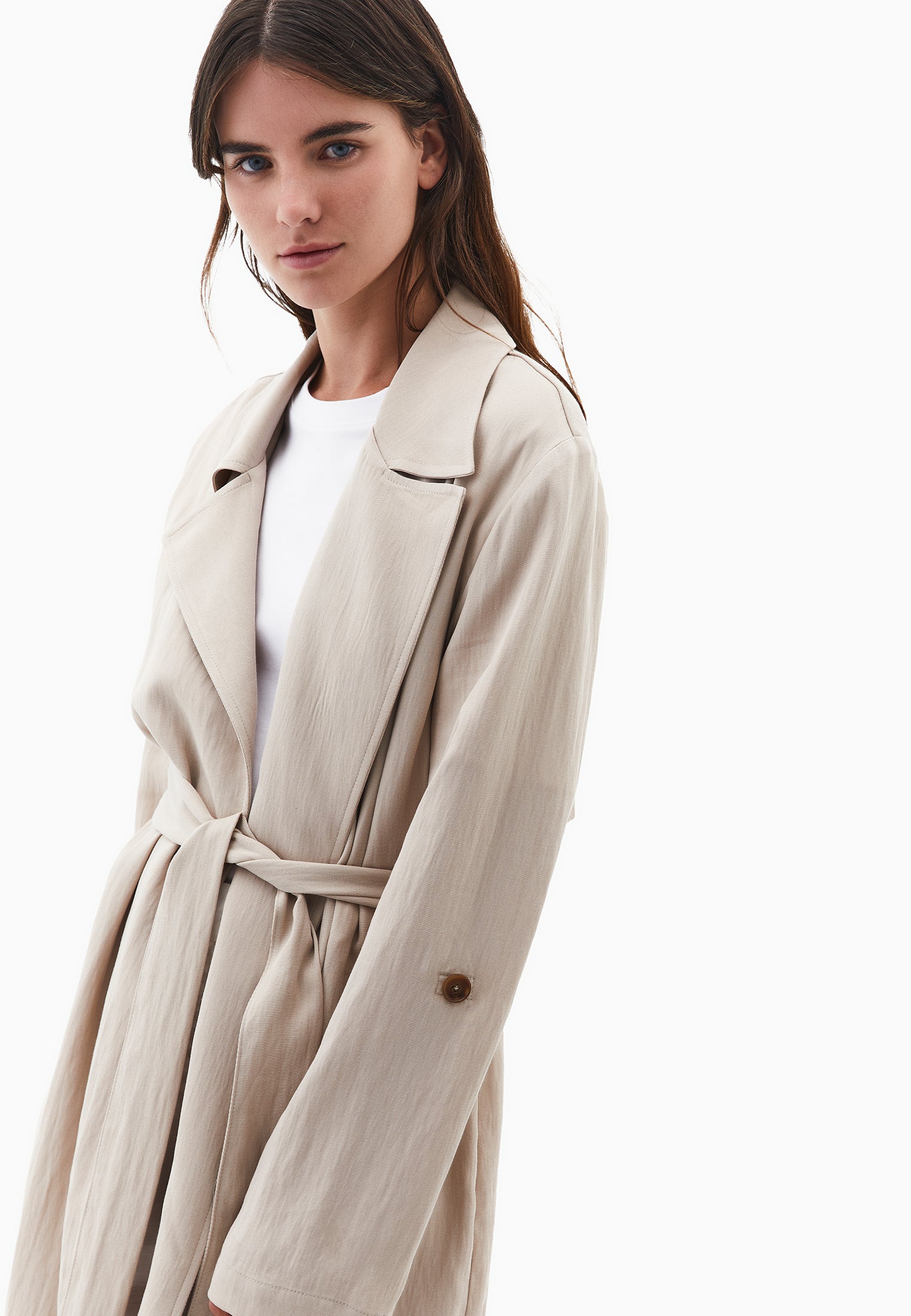 Long Coat With Belt Detail - FEATHER GRAY