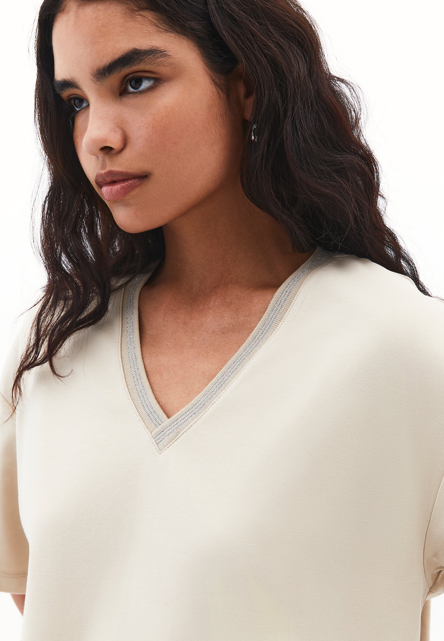 تي شيرت قطني كبير الحجم - رمادي فاتح