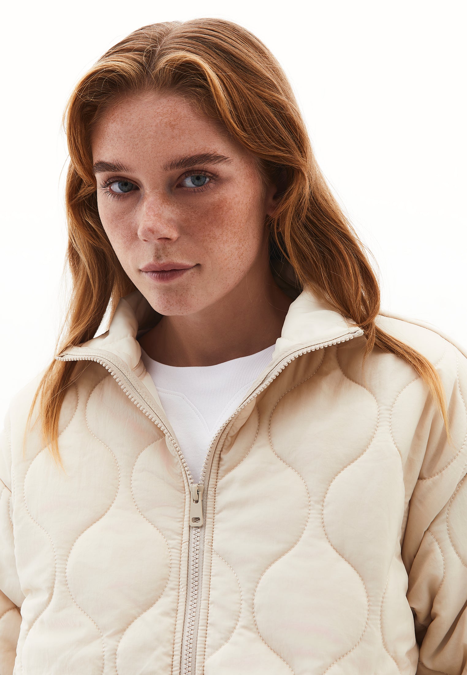 High Collar Quilted Coat - FEATHER GRAY