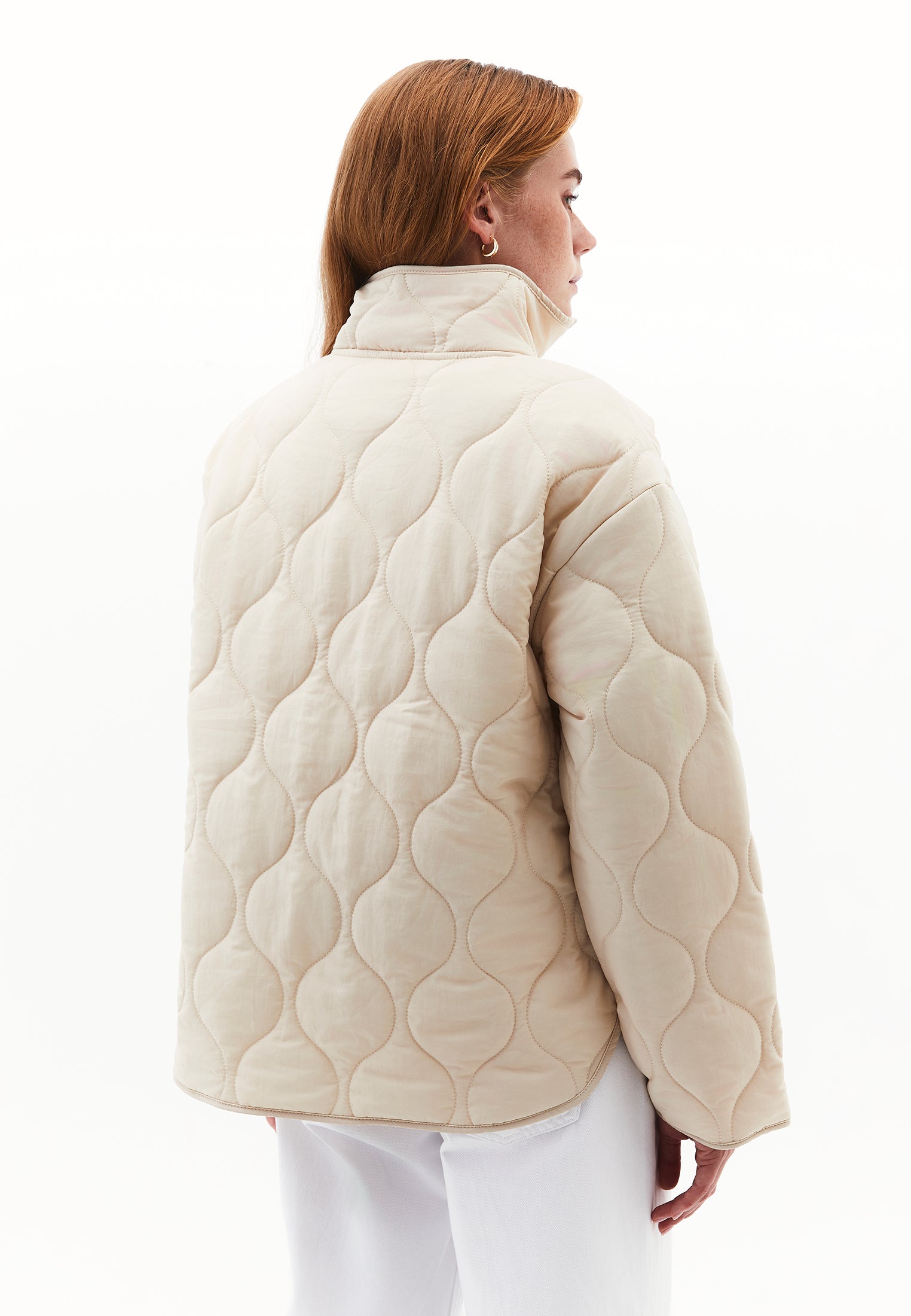 High Collar Quilted Coat - FEATHER GRAY
