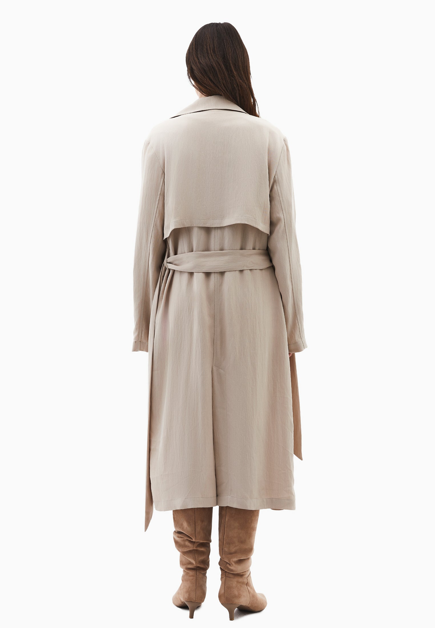 Long Coat With Belt Detail - FEATHER GRAY