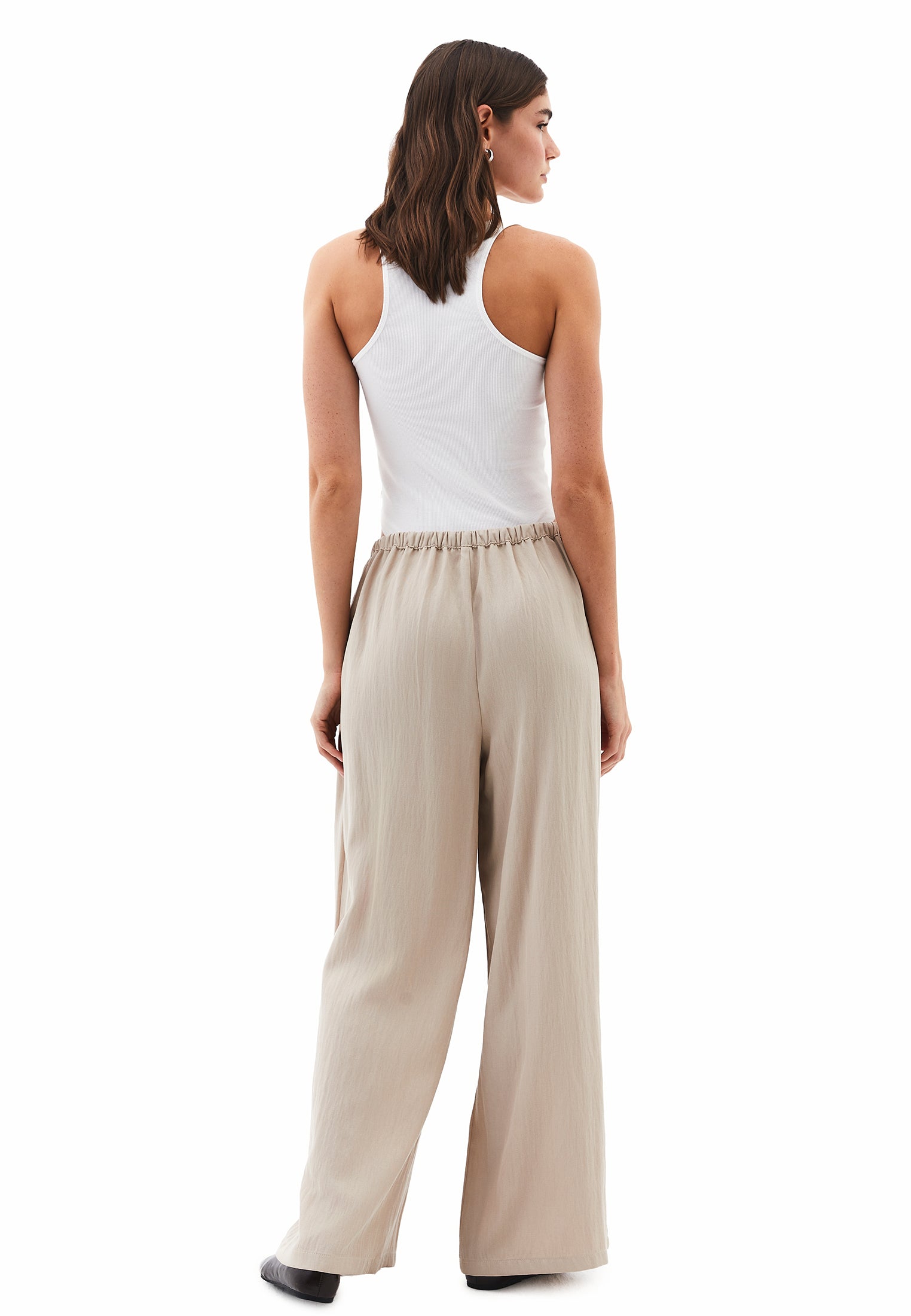 High Waist Trousers With Belt Detail - FEATHER GRAY