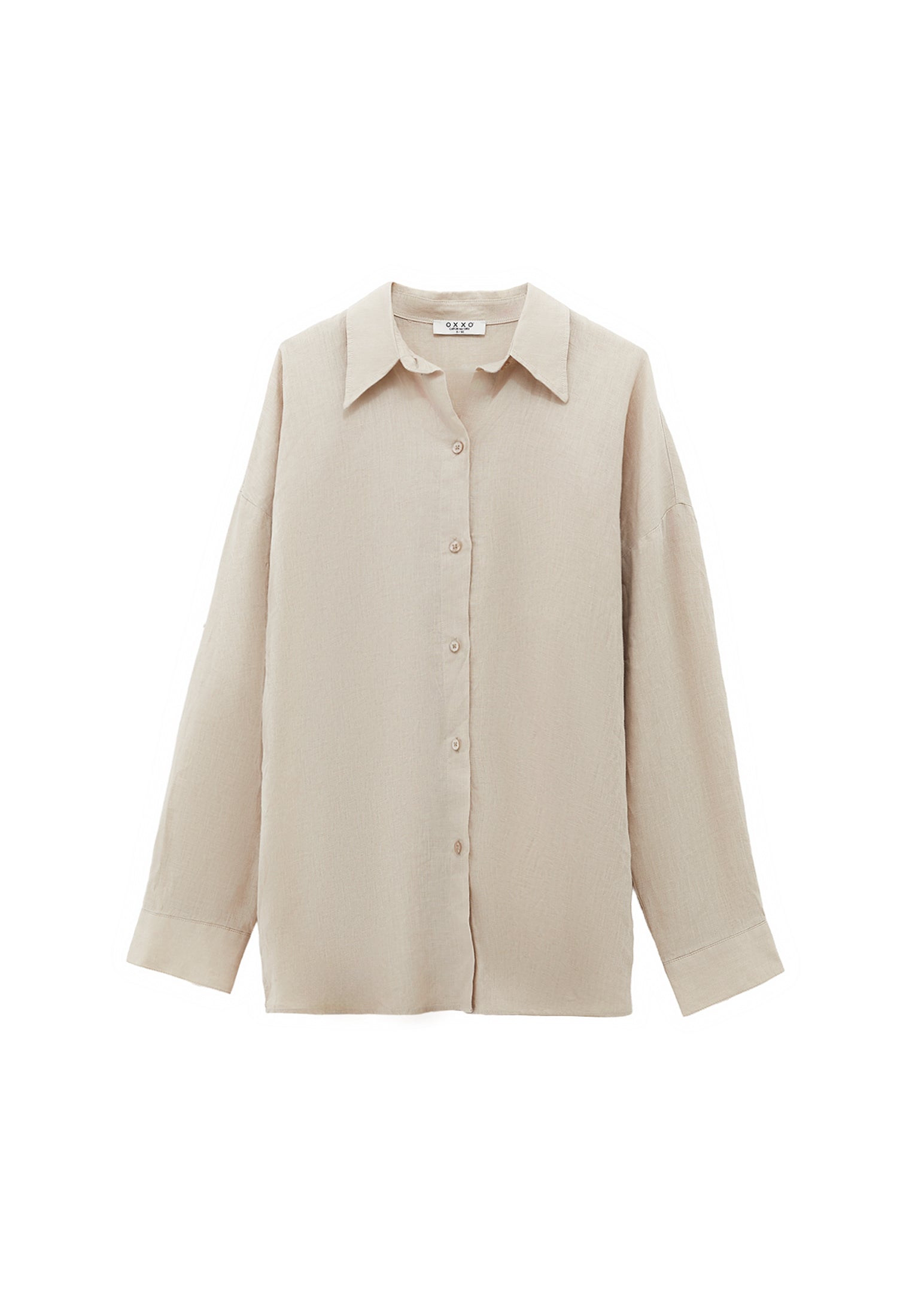 Linen Shirt With Large Fit And Buttons - FEATHER GRAY