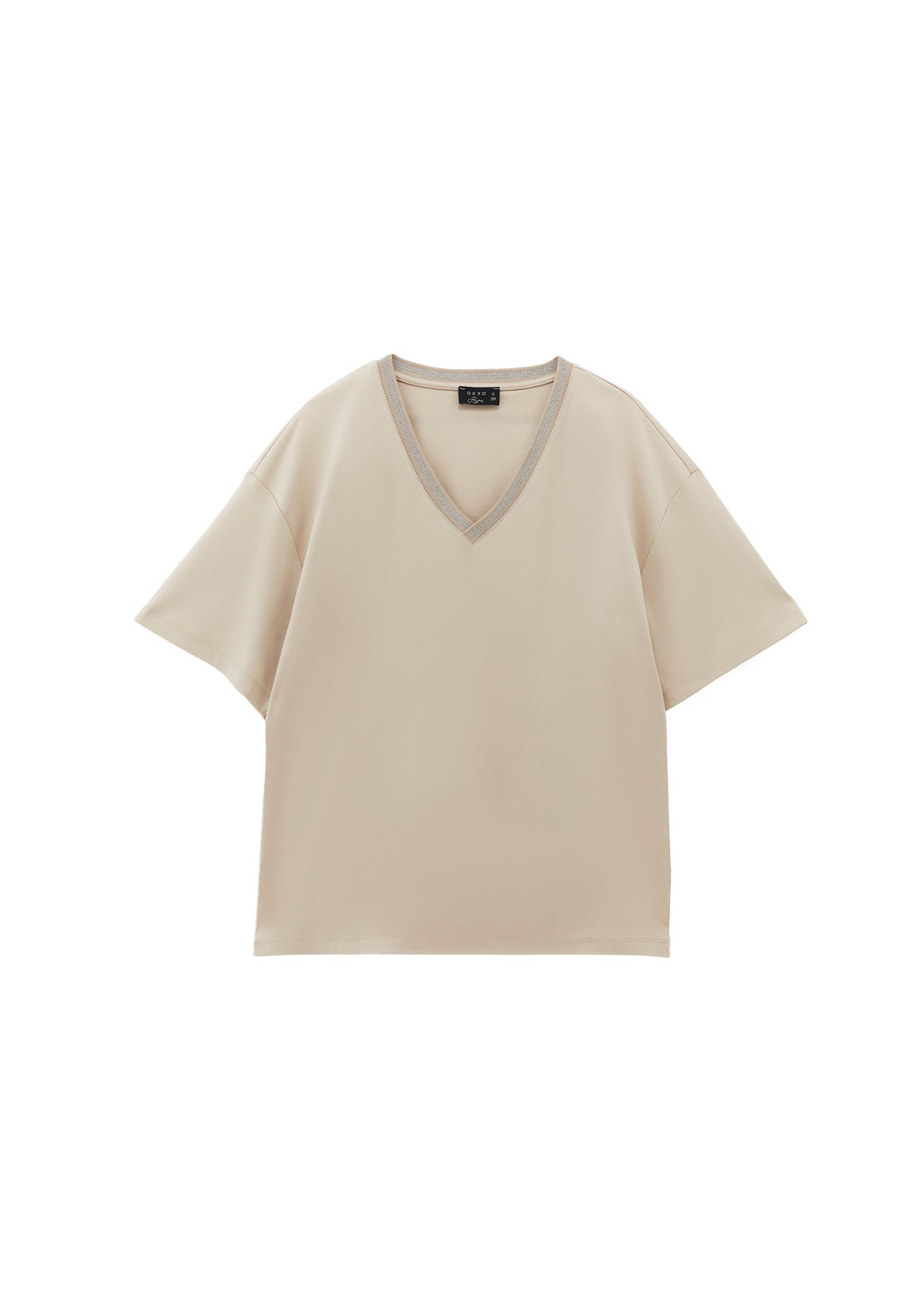 تي شيرت قطني كبير الحجم - رمادي فاتح