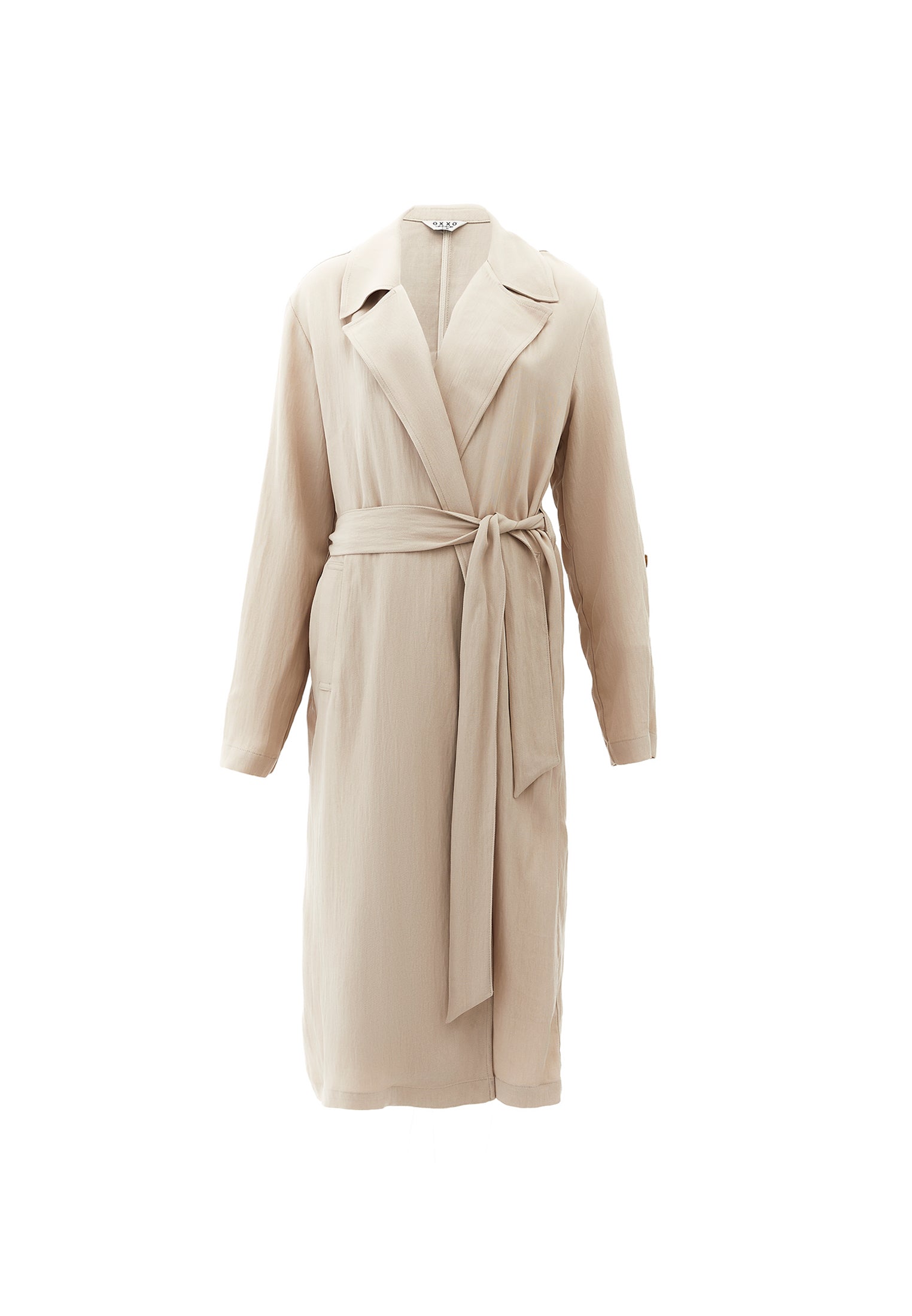 Long Coat With Belt Detail - FEATHER GRAY