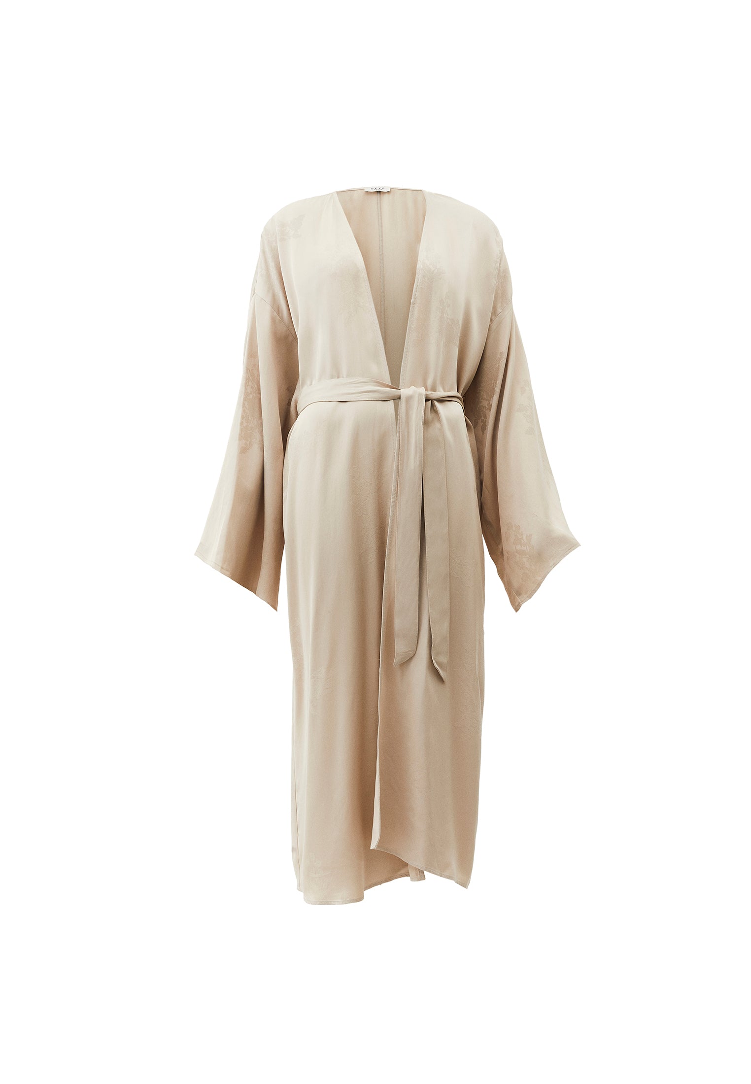 Long Embroidered Detail Oversize Kimono - FEATHER GRAY