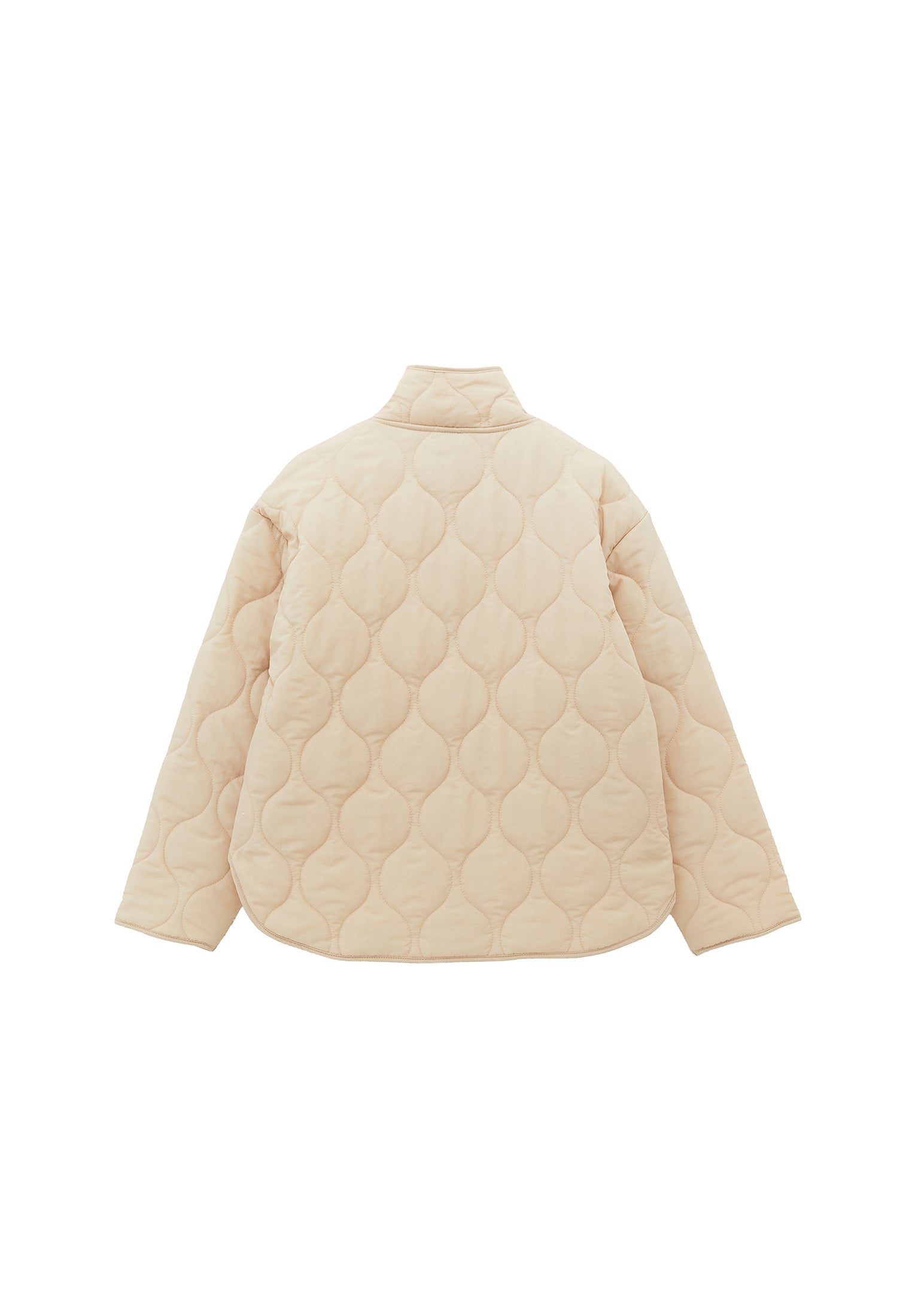 High Collar Quilted Coat - FEATHER GRAY