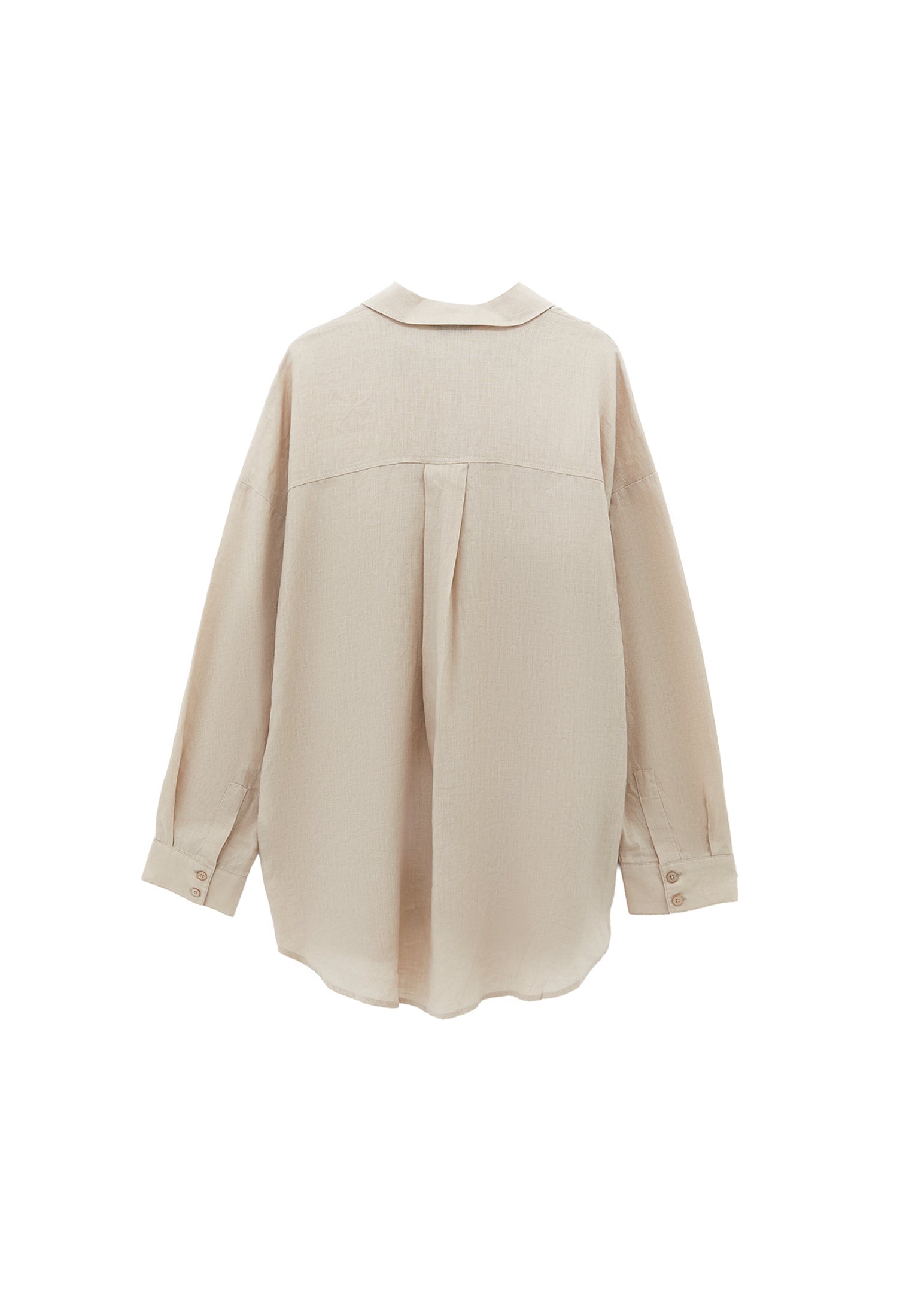 Linen Shirt With Large Fit And Buttons - FEATHER GRAY