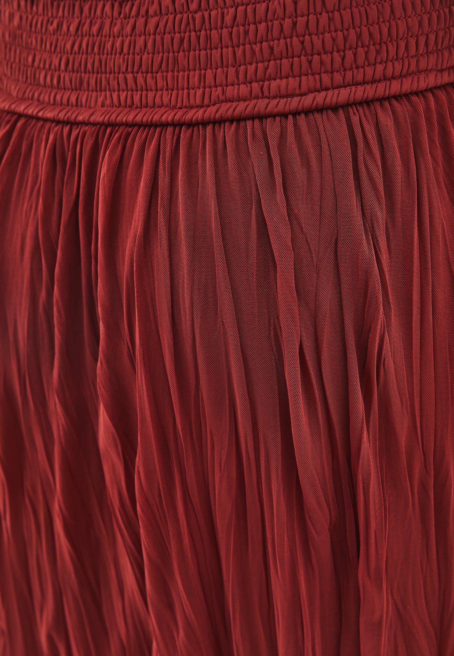 تنورة ميدي متجعدة المظهر - طوب حارق