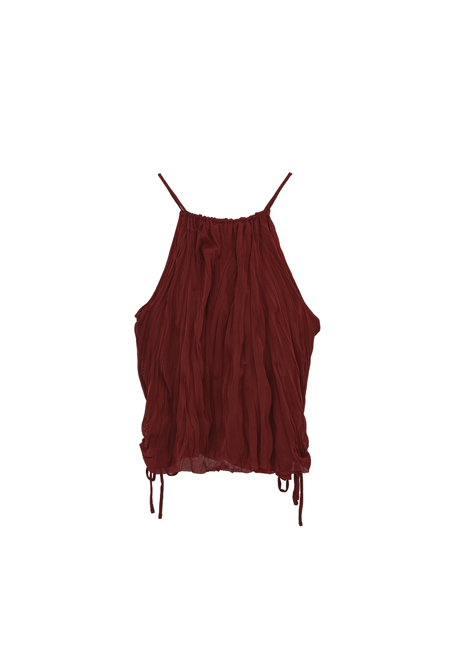 بلوزة مجعدة برقبة رقبة الرسن - طوب حارق