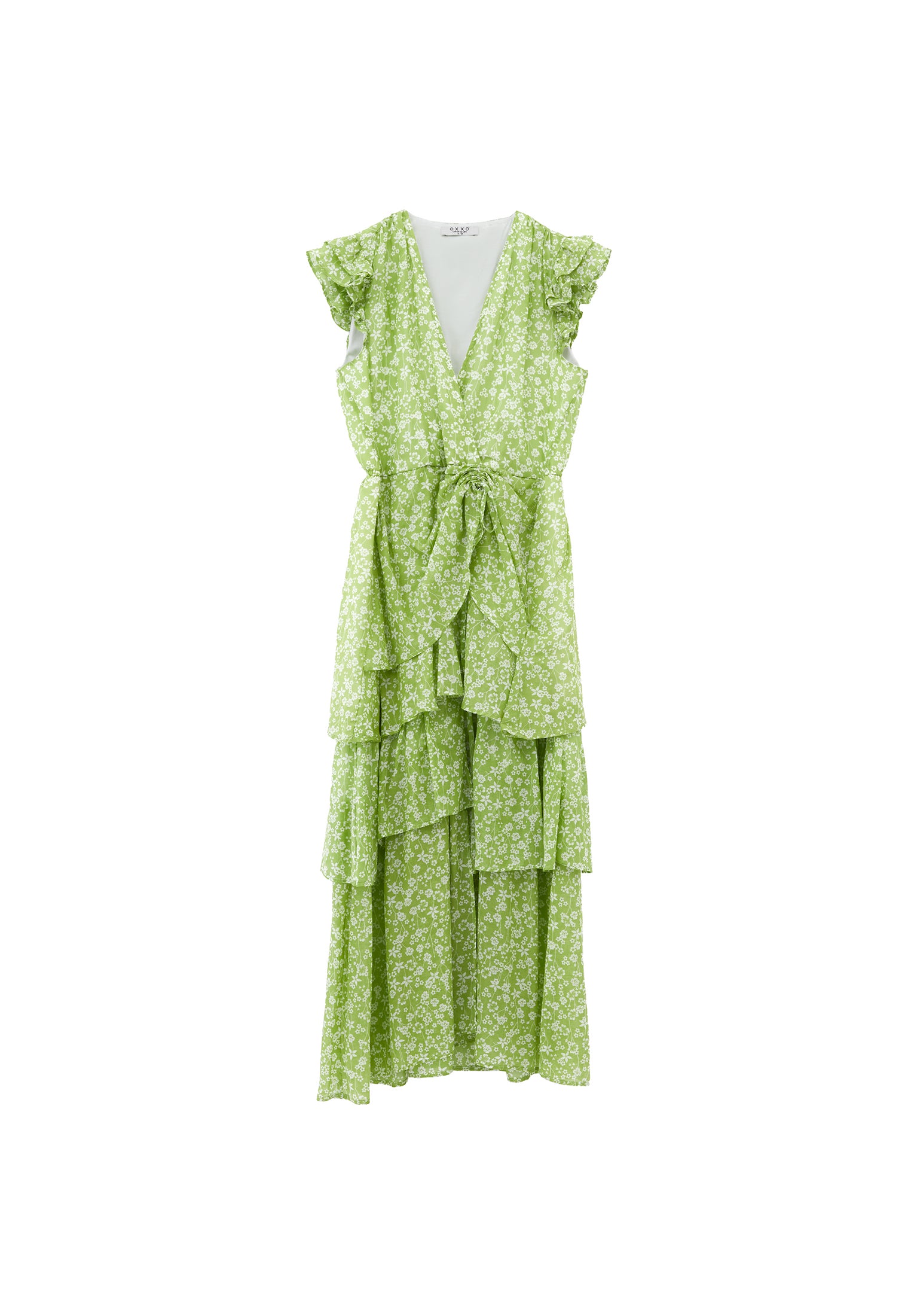 فستان طويل مع تفاصيل كشكش - مشط زهري