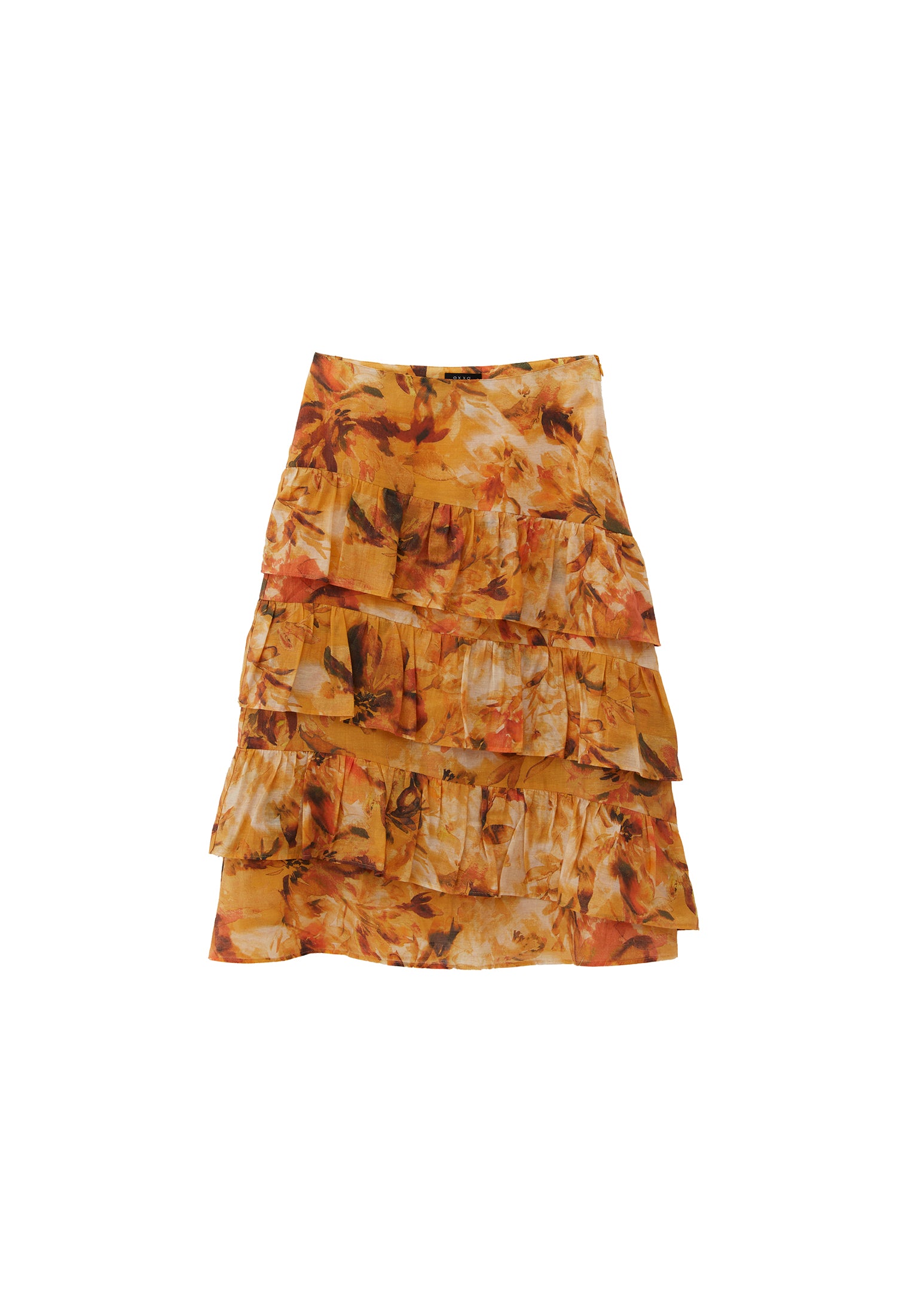 Ruffled Linen Skirt - FLORAL COMB