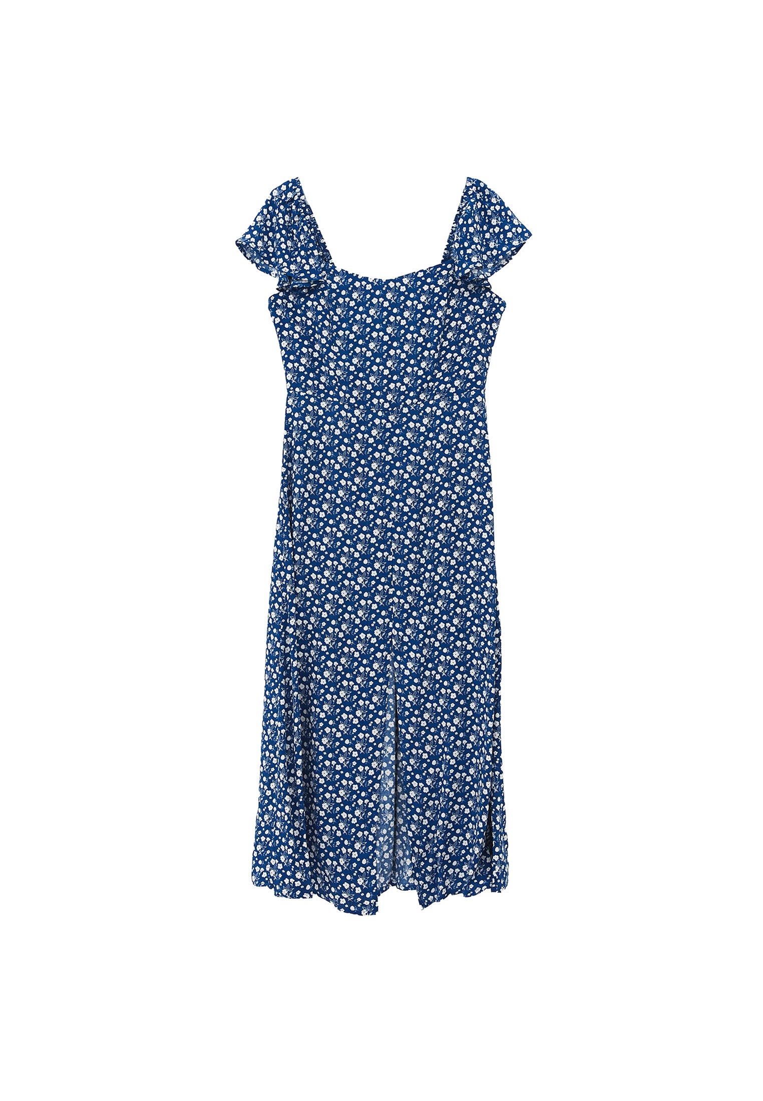 Sweetheart Neck Printed Slit Detailed Midi Dress - FLORAL PRINT