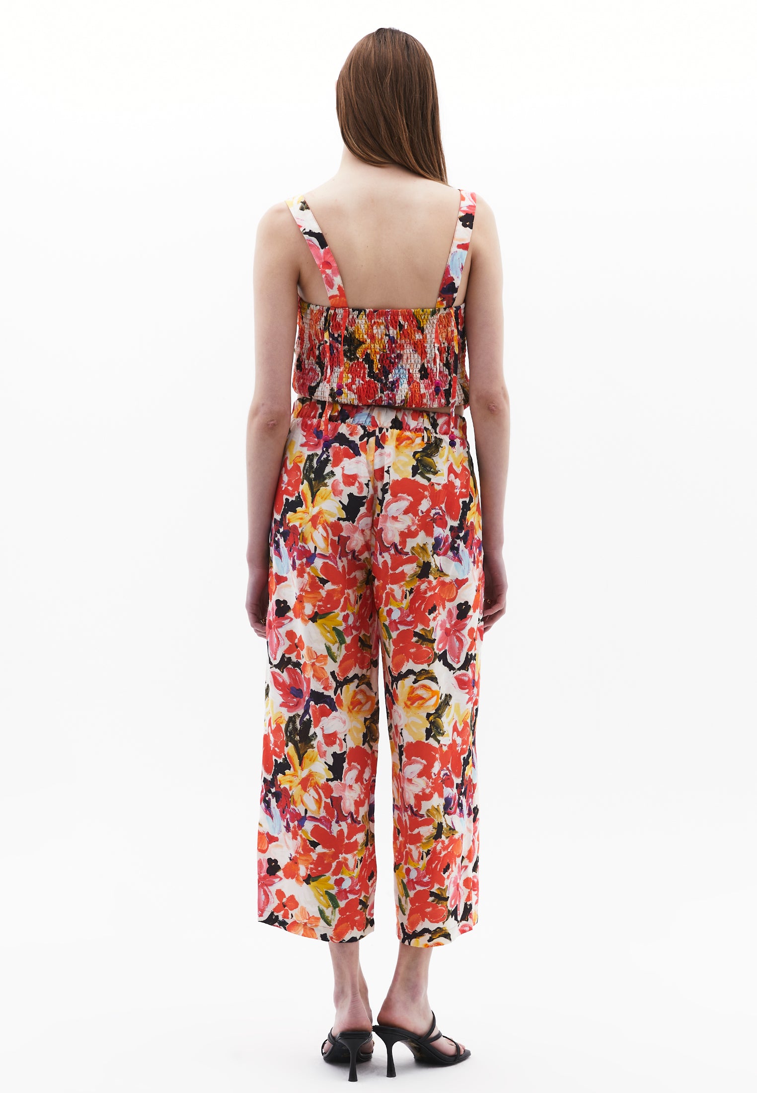 بنطلون ميدي واسع الساقين - مشط زهور