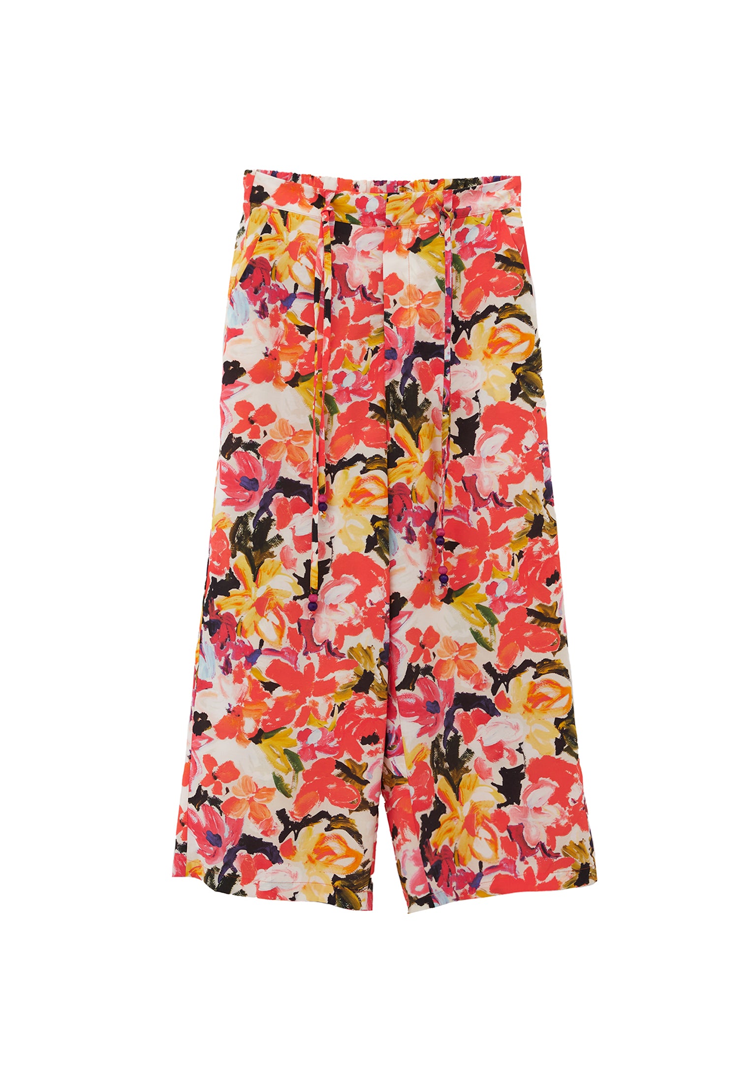 بنطلون ميدي واسع الساقين - مشط زهور