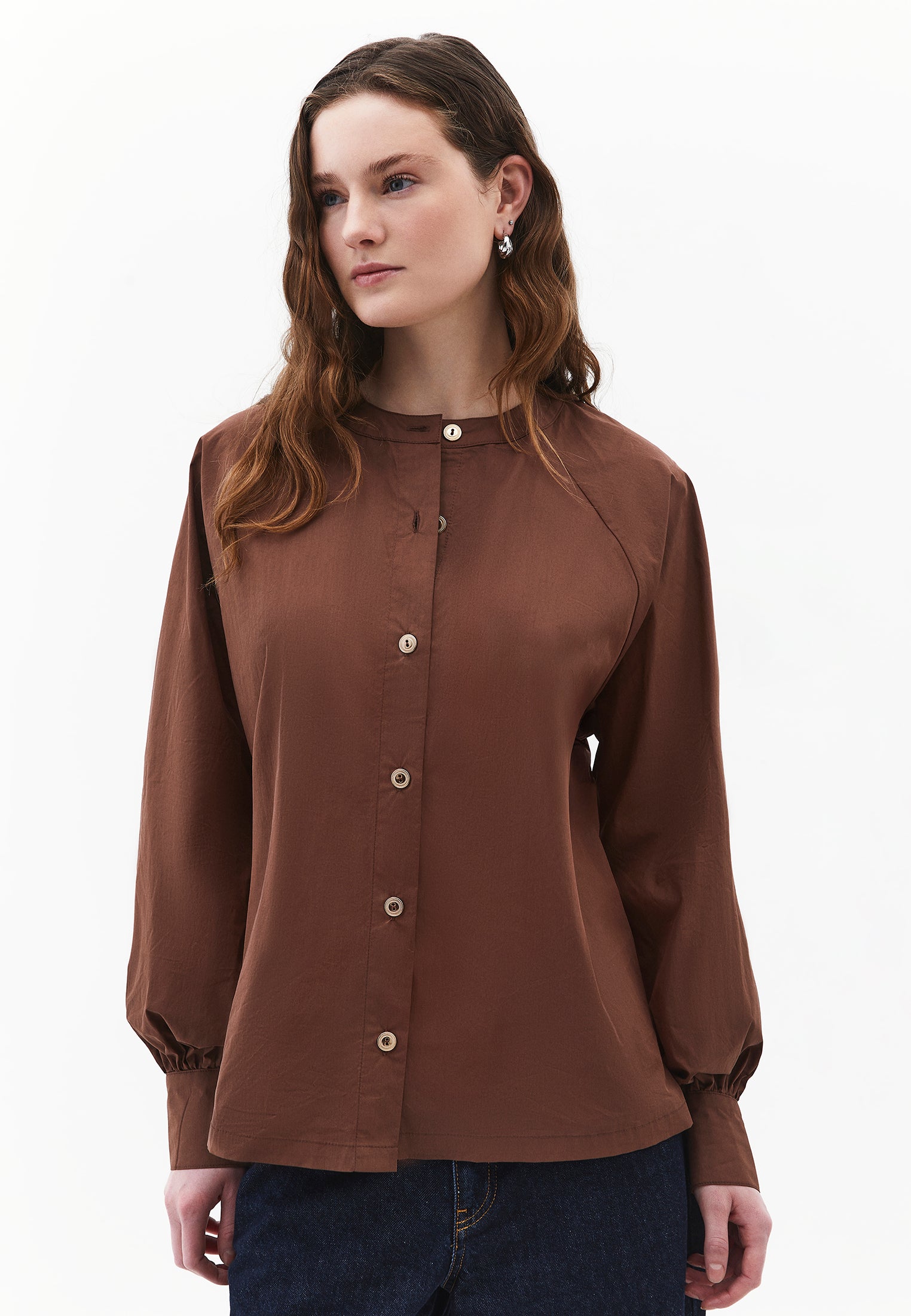 Oversize Raglan Sleeve Shirt - FONDUE FUDGE