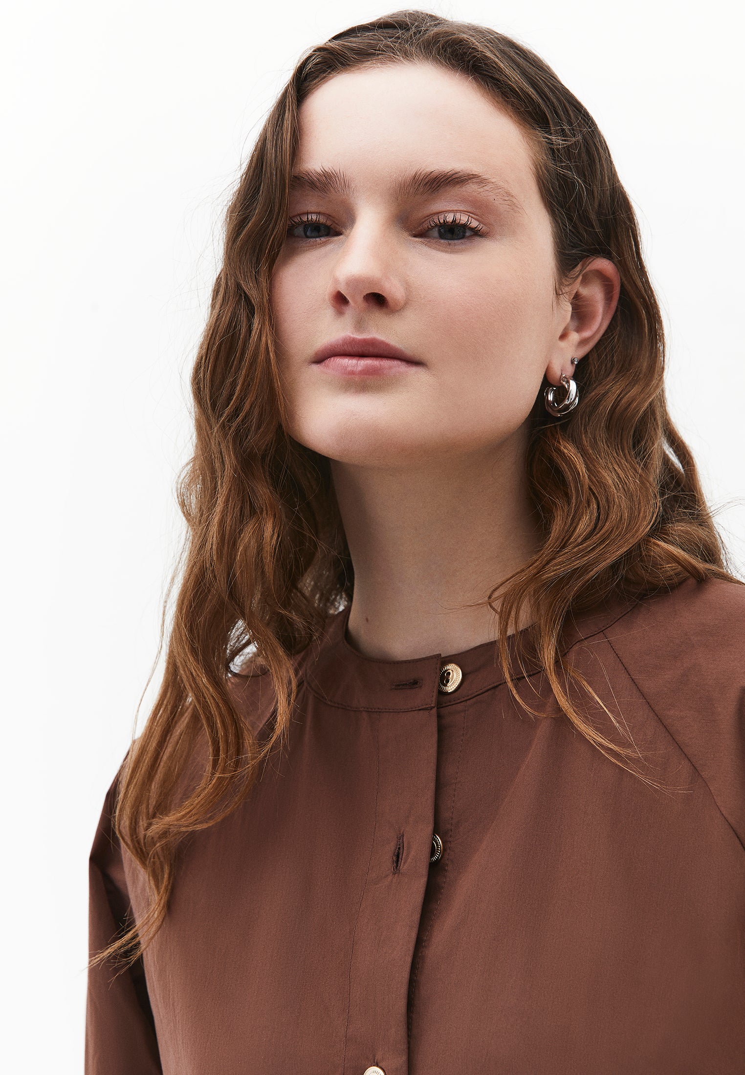 Oversize Raglan Sleeve Shirt - FONDUE FUDGE