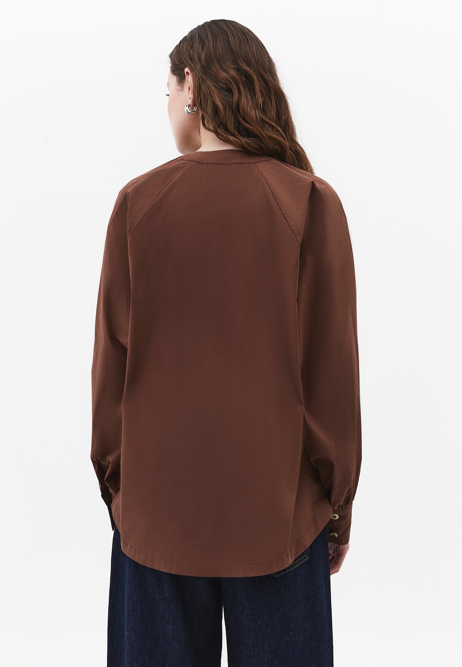 Oversize Raglan Sleeve Shirt - FONDUE FUDGE