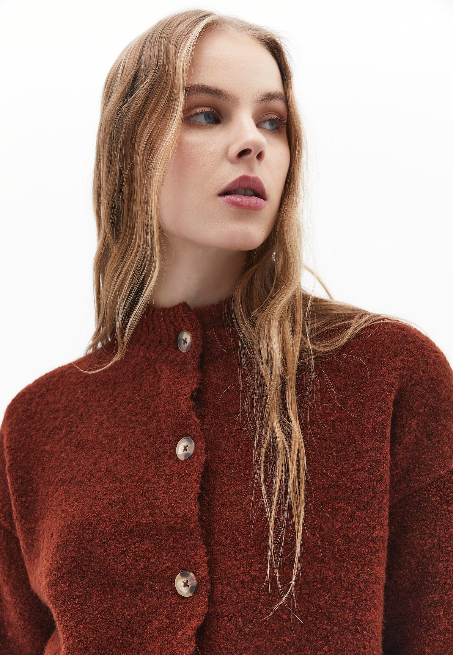 كارديجان بأكمام طويلة ناعم - طوب مقلي