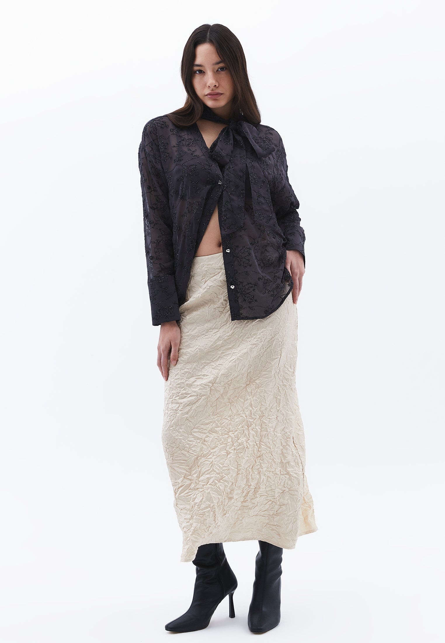 High Waist Skirt - FROSTED ALMOND