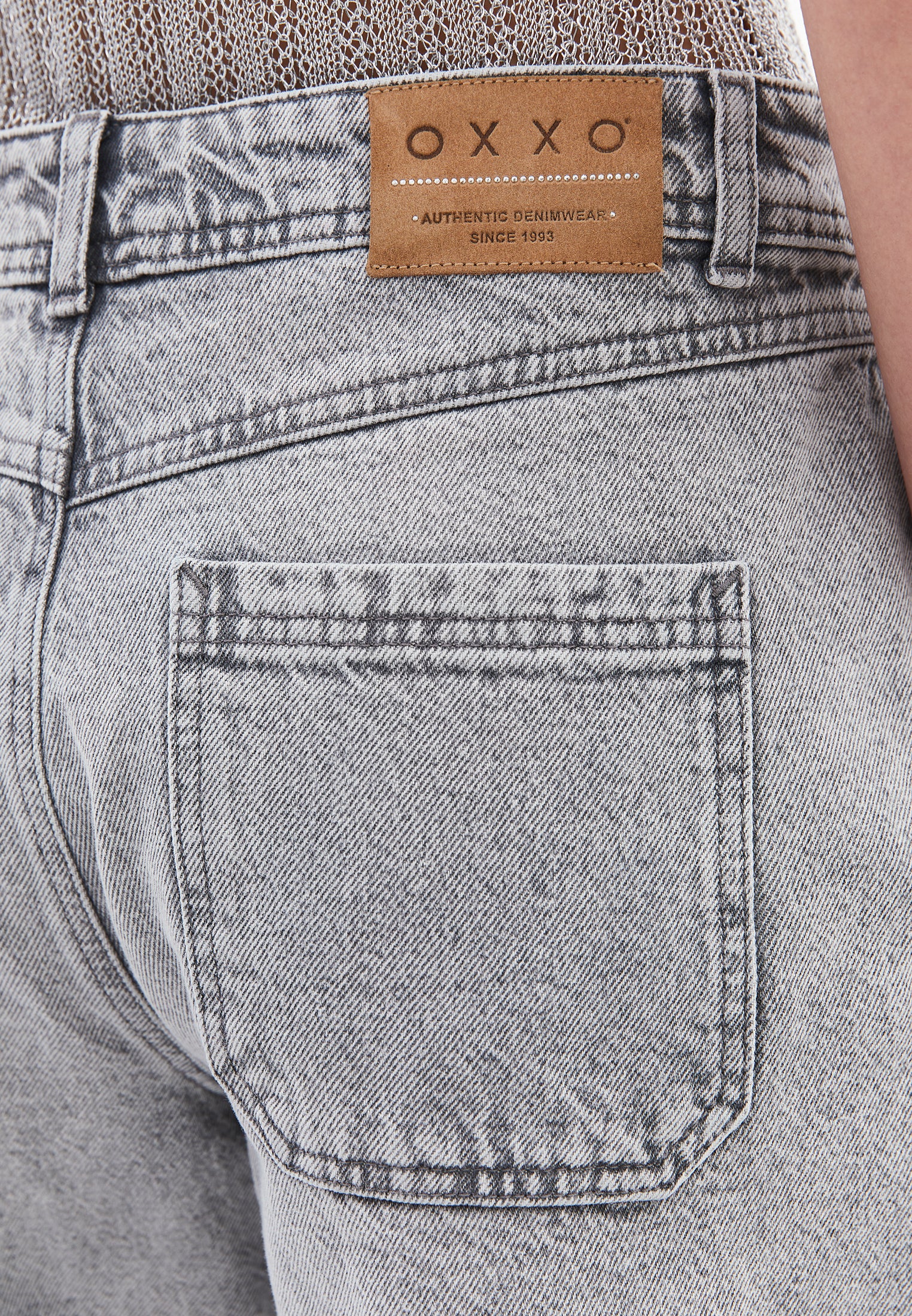 شورت دنيم قطني - دنيم رمادي