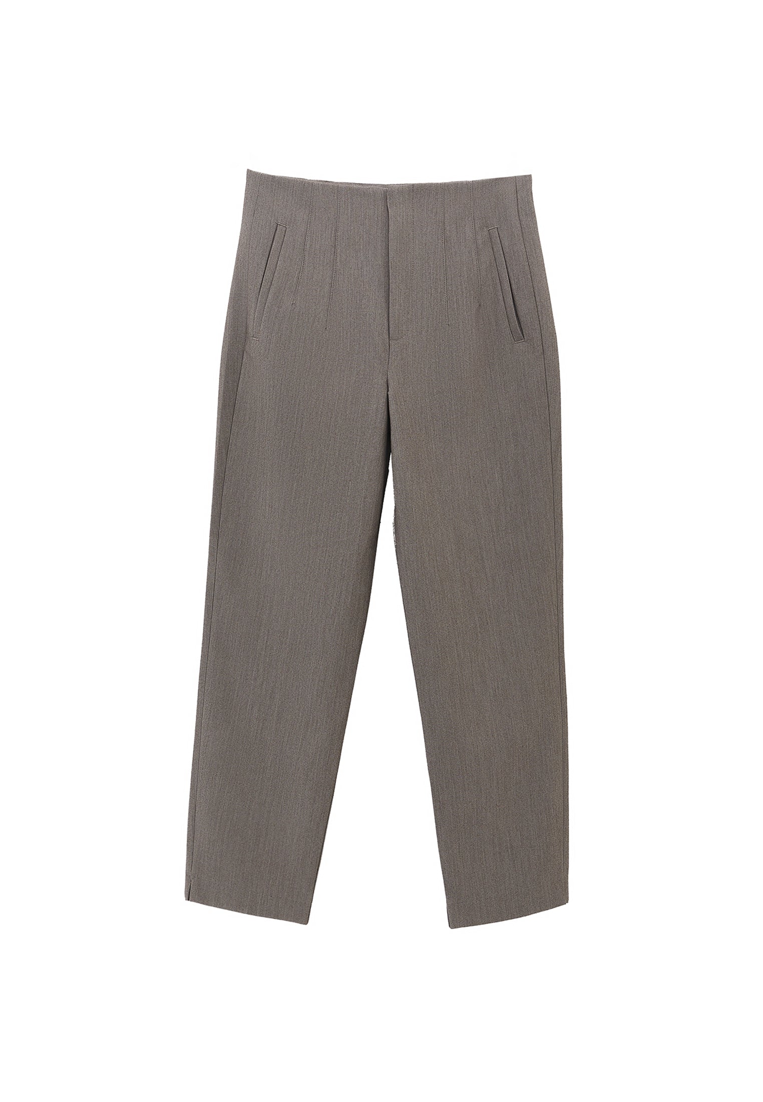 Carrot Cut High Waist Pants - GREY MELANGE