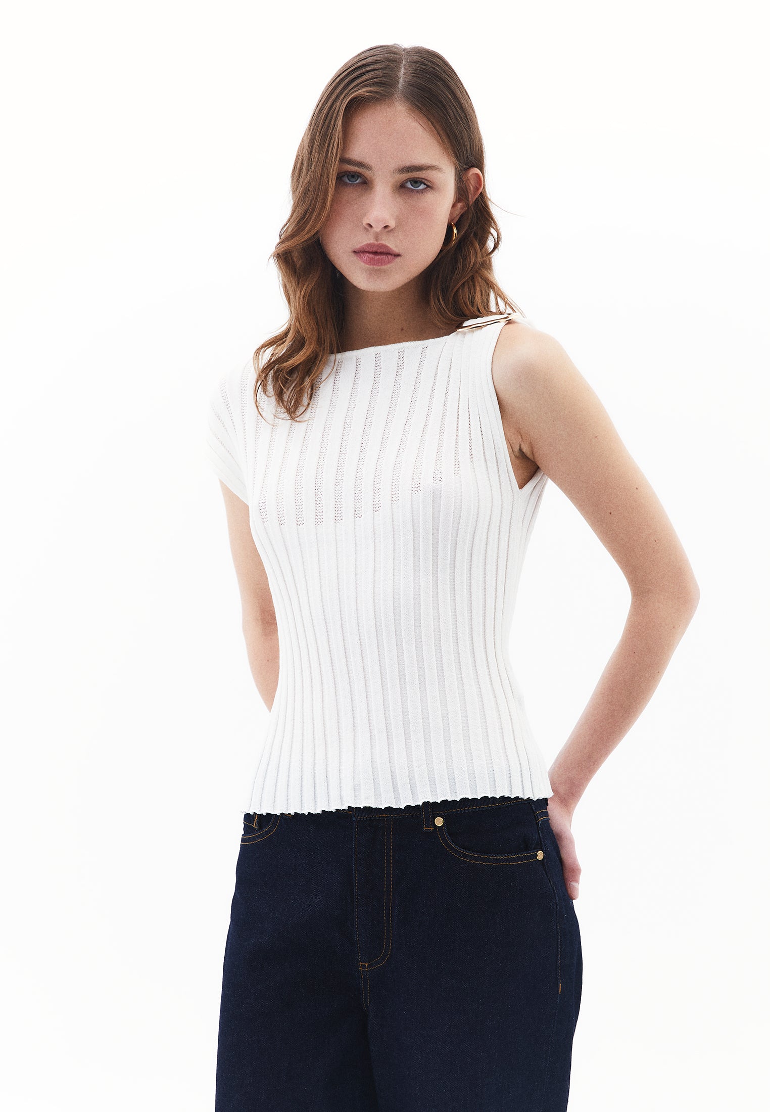 BOAT NECK BLOUSE - ICE MILK