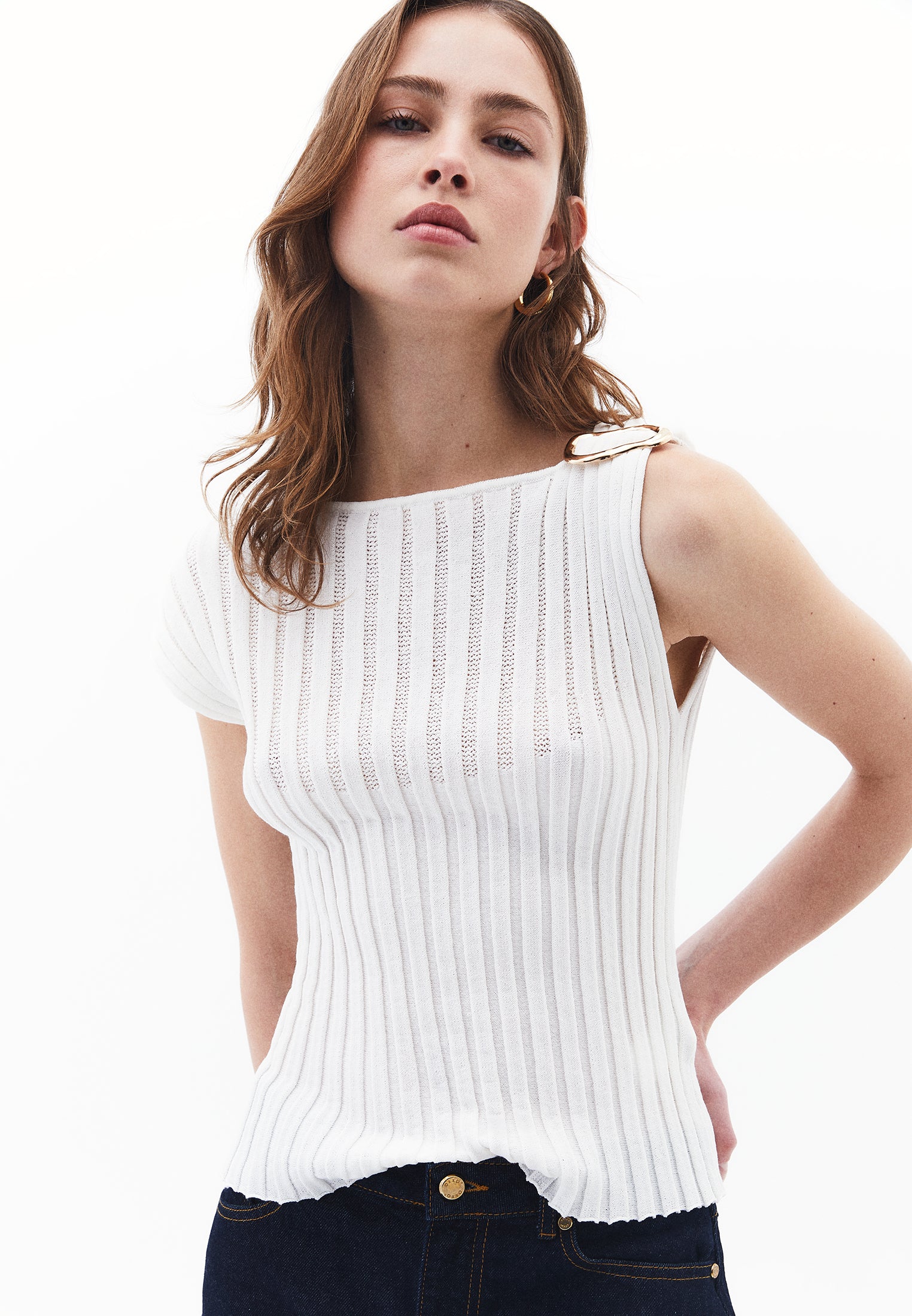 BOAT NECK BLOUSE - ICE MILK