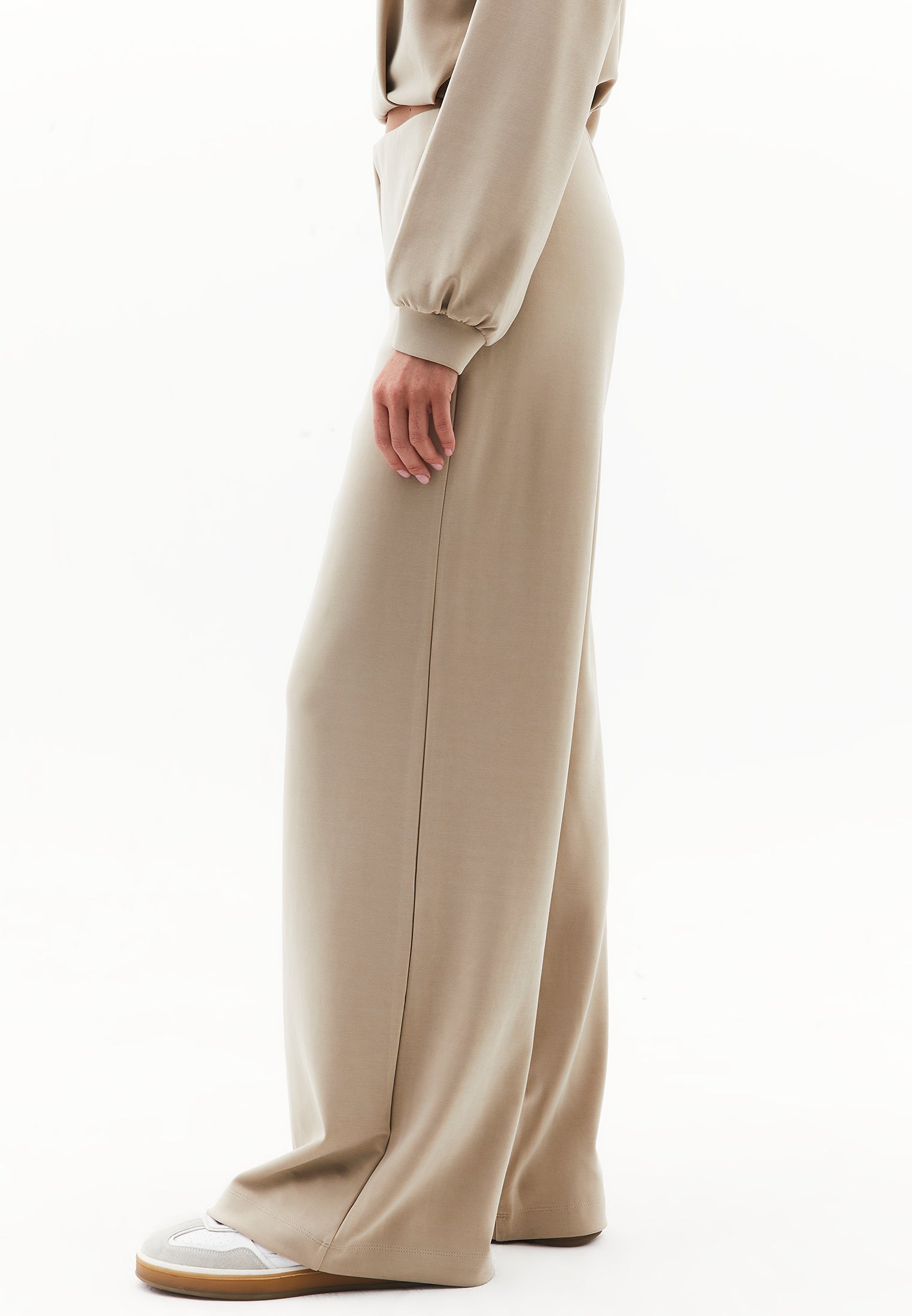 Wide Leg Pants With Modal Content - ISLAND FOSSIL