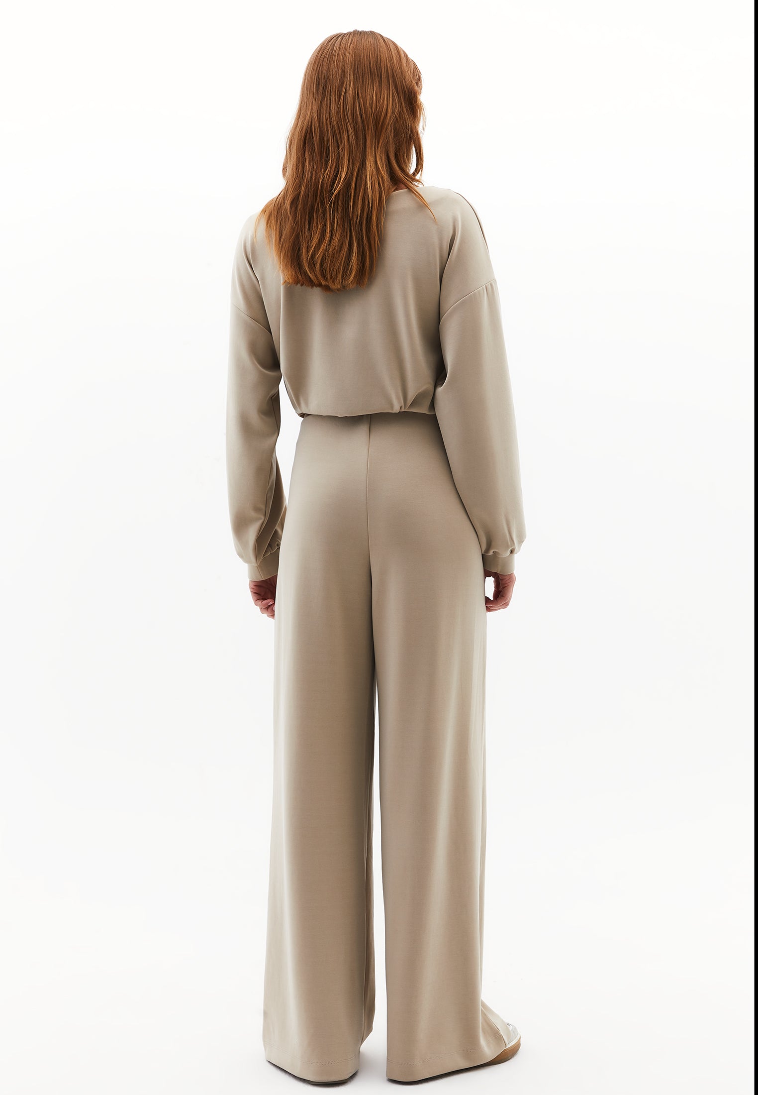 Wide Leg Pants With Modal Content - ISLAND FOSSIL