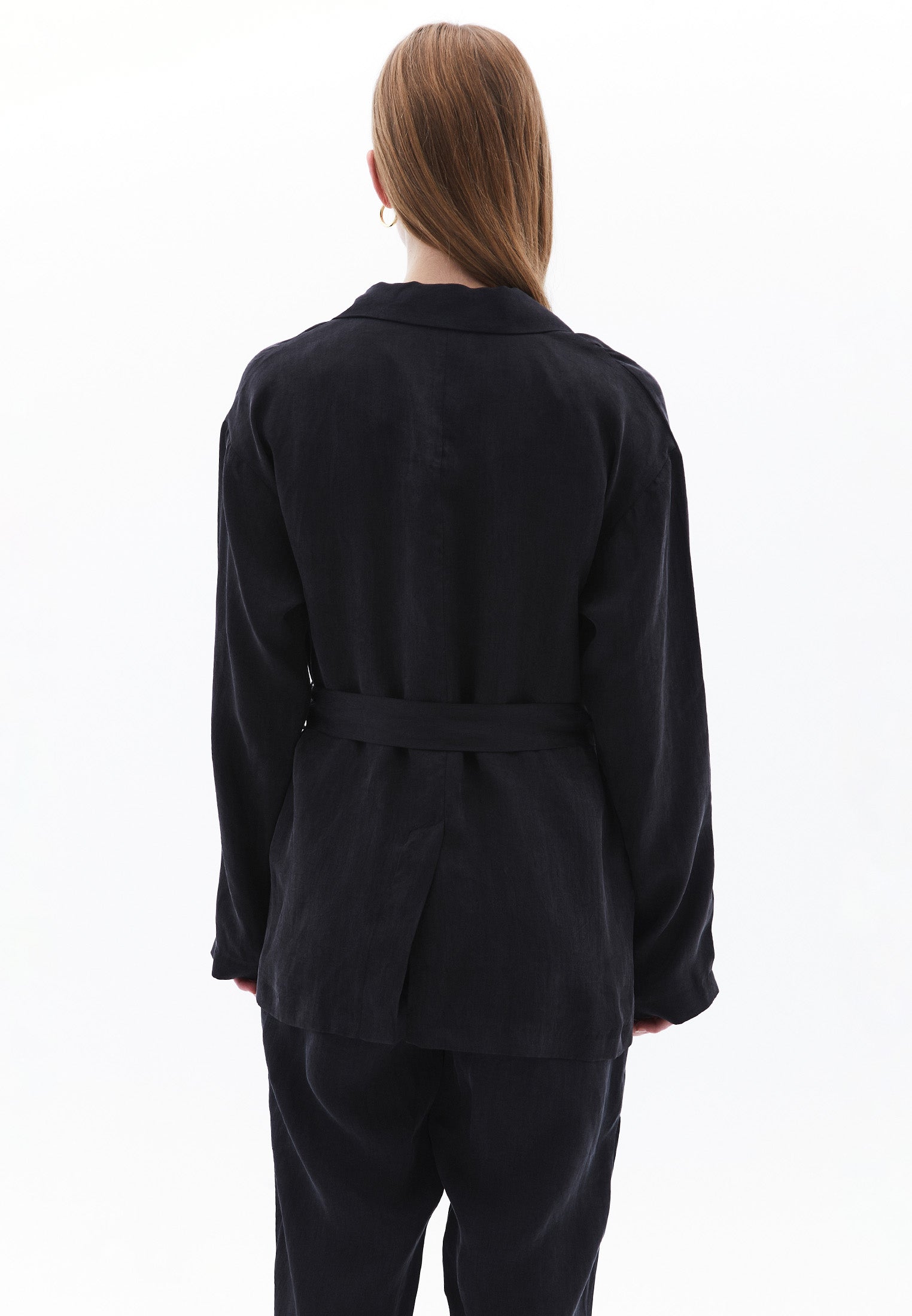 Belted Blazer Jacket - JET BLACK