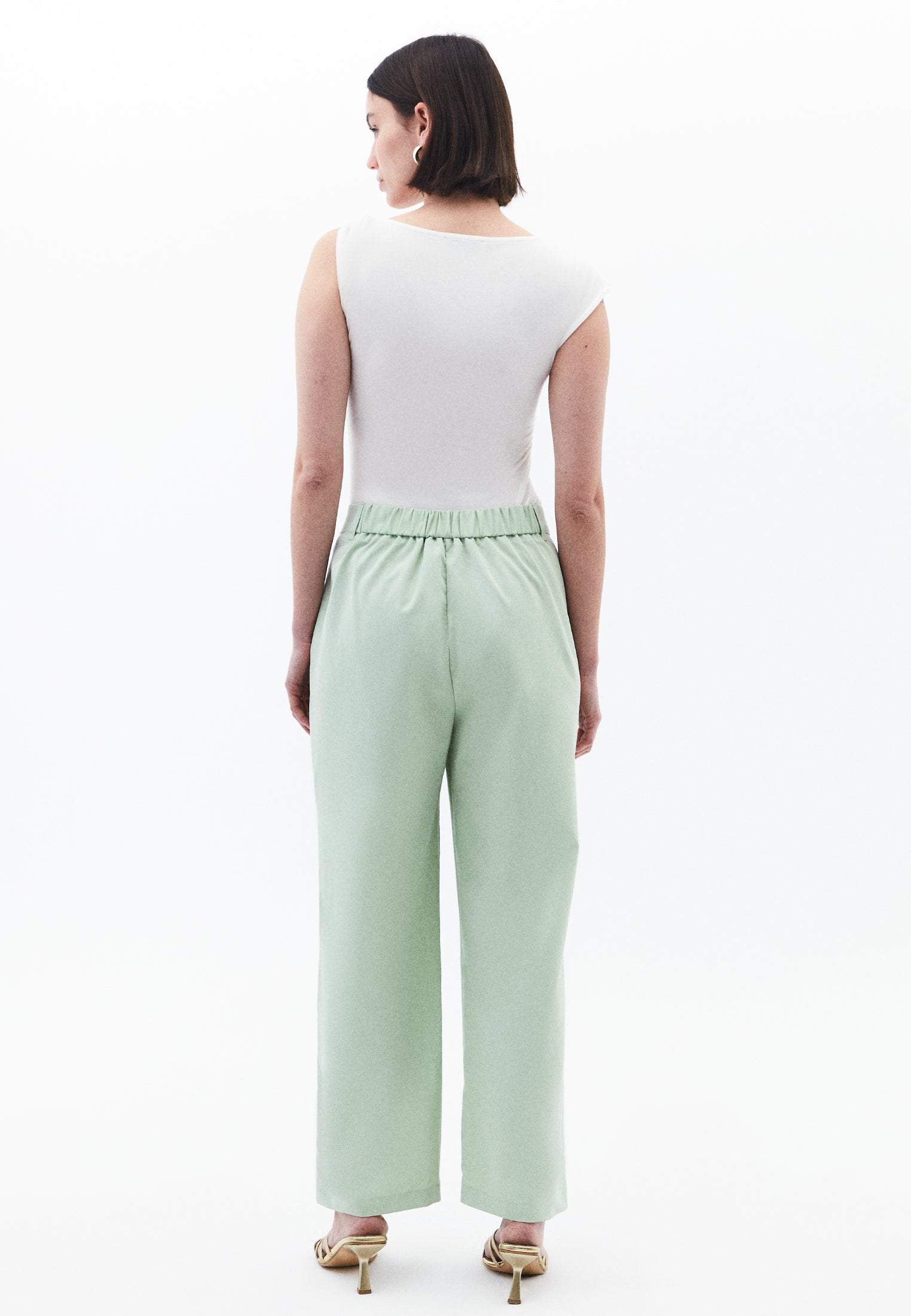 بنطلون ذو ثنيات مستقيمة الساقين - أخضر لوريل