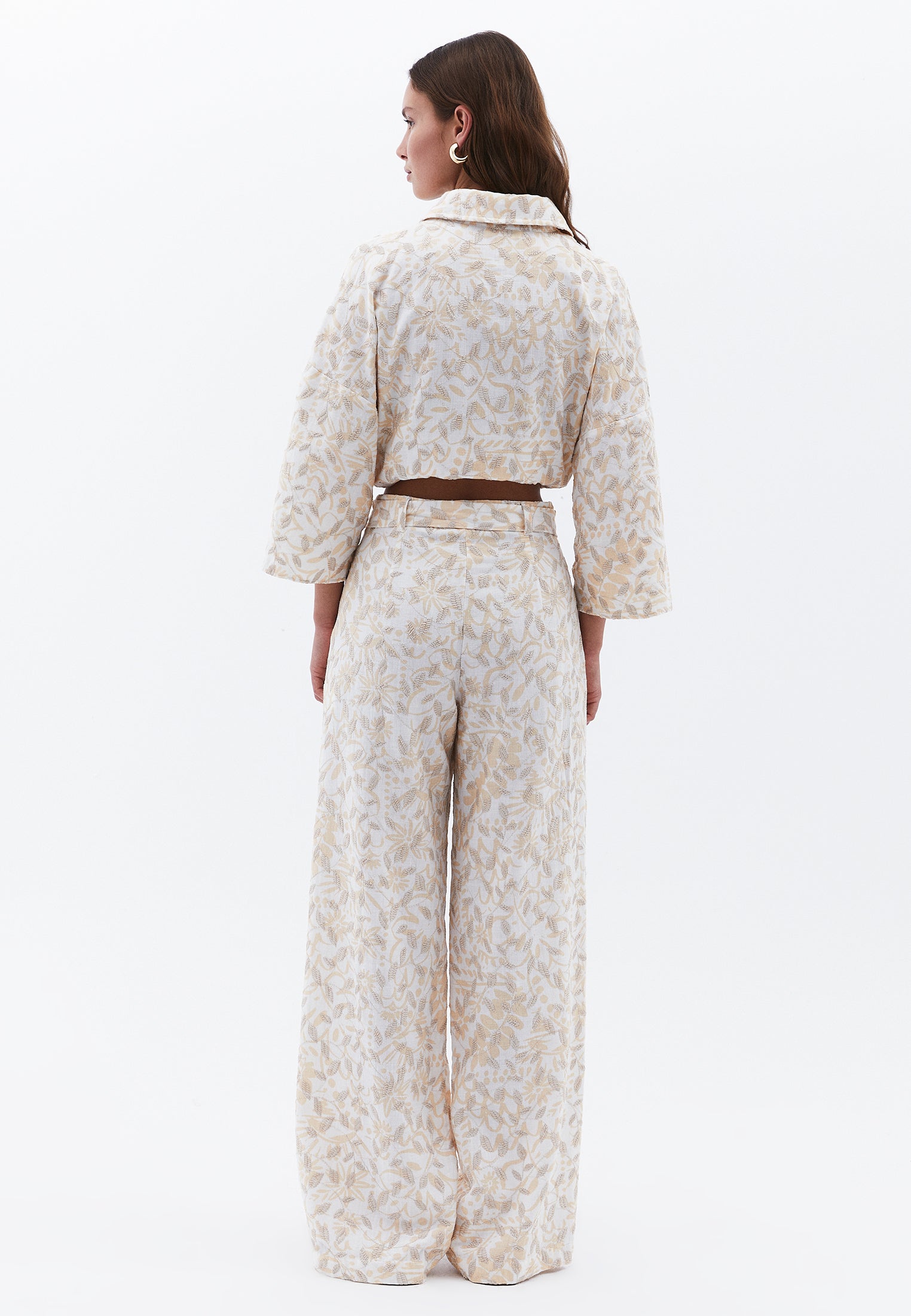 Straight Leg Ultra High Waist Pants - LEAF COMB