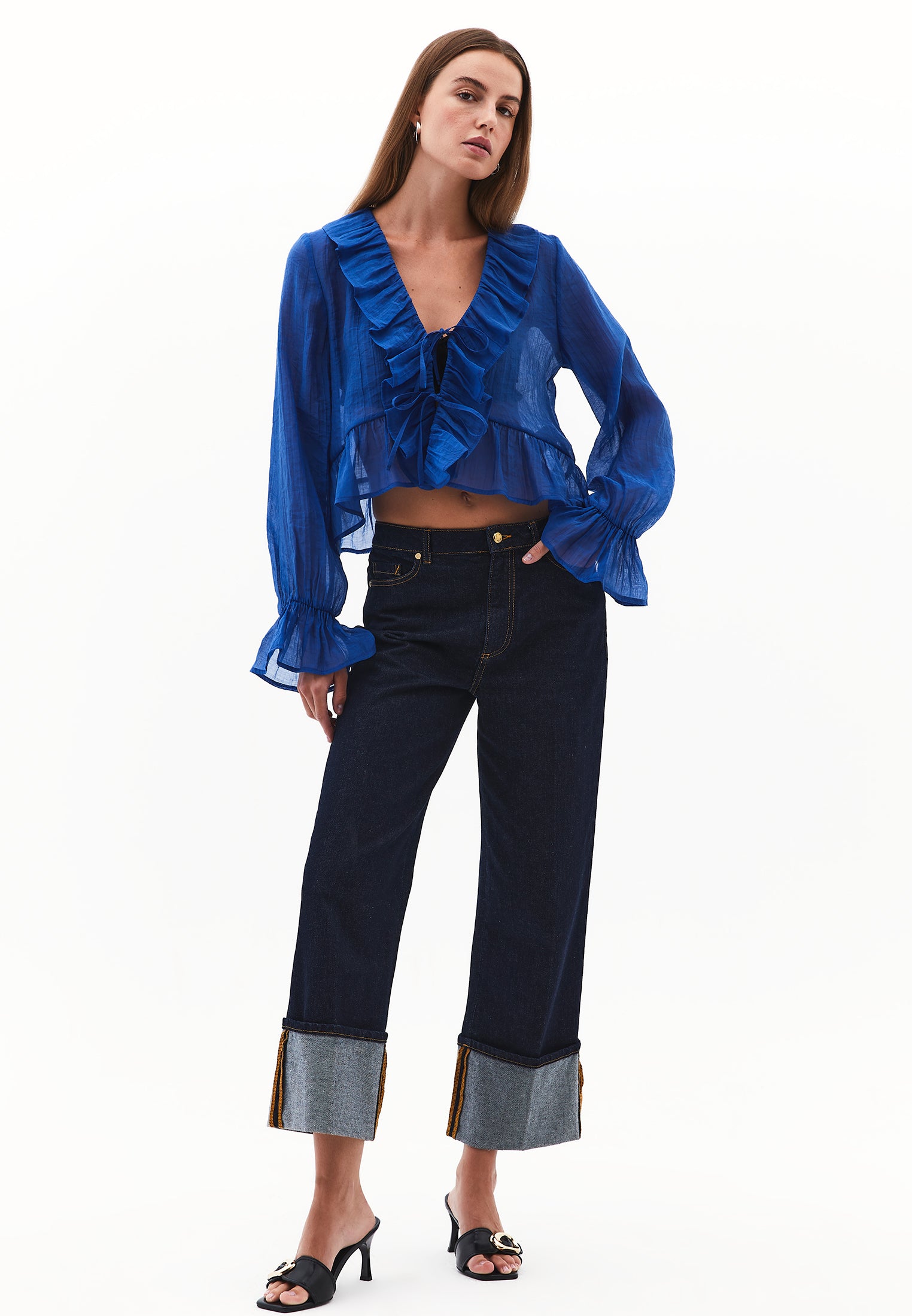 بلوزة بأكمام طويلة مكشكشة - LIMOGES