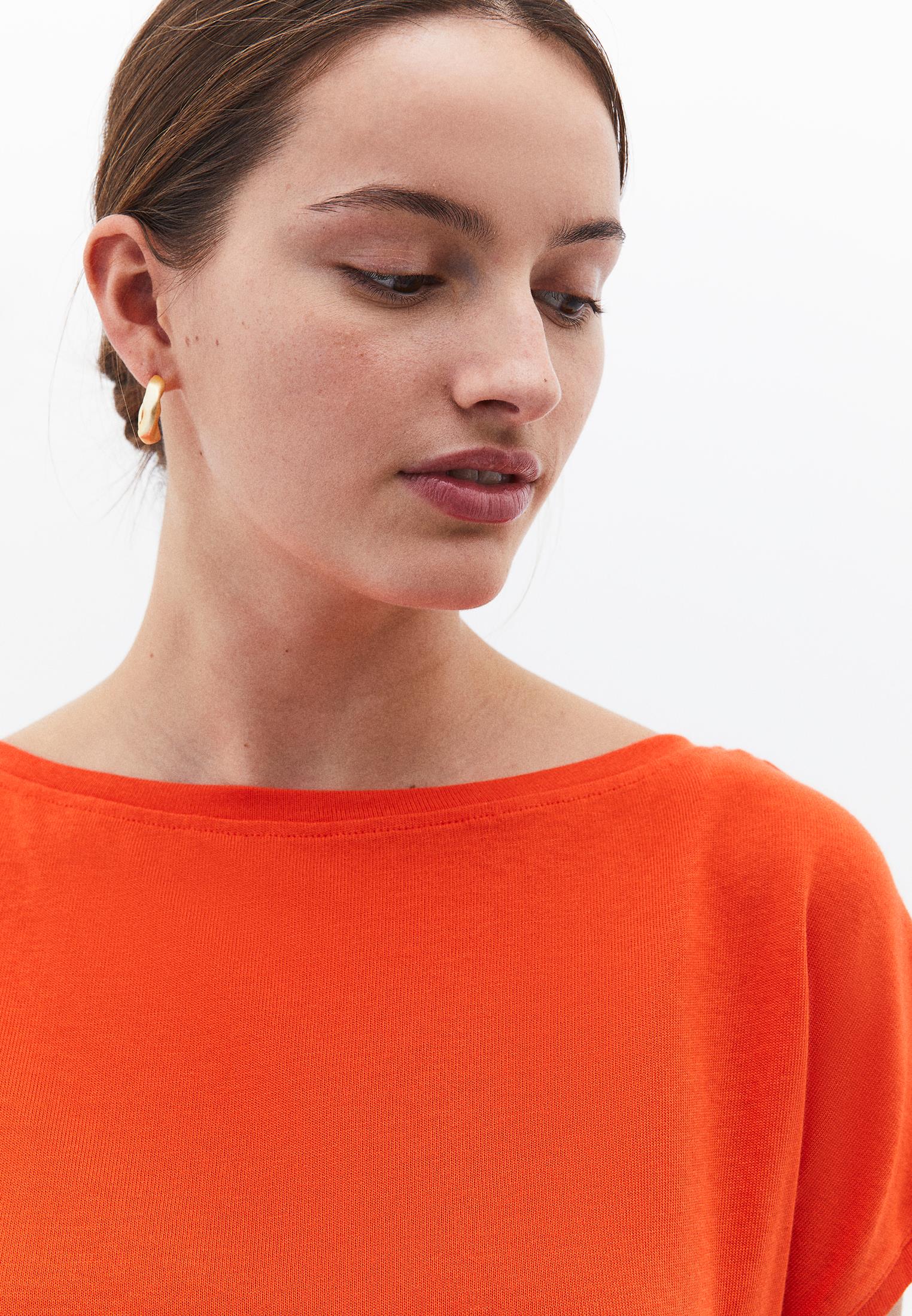 Boat Neck Sleeveless T-Shirt - MANDARIN RED