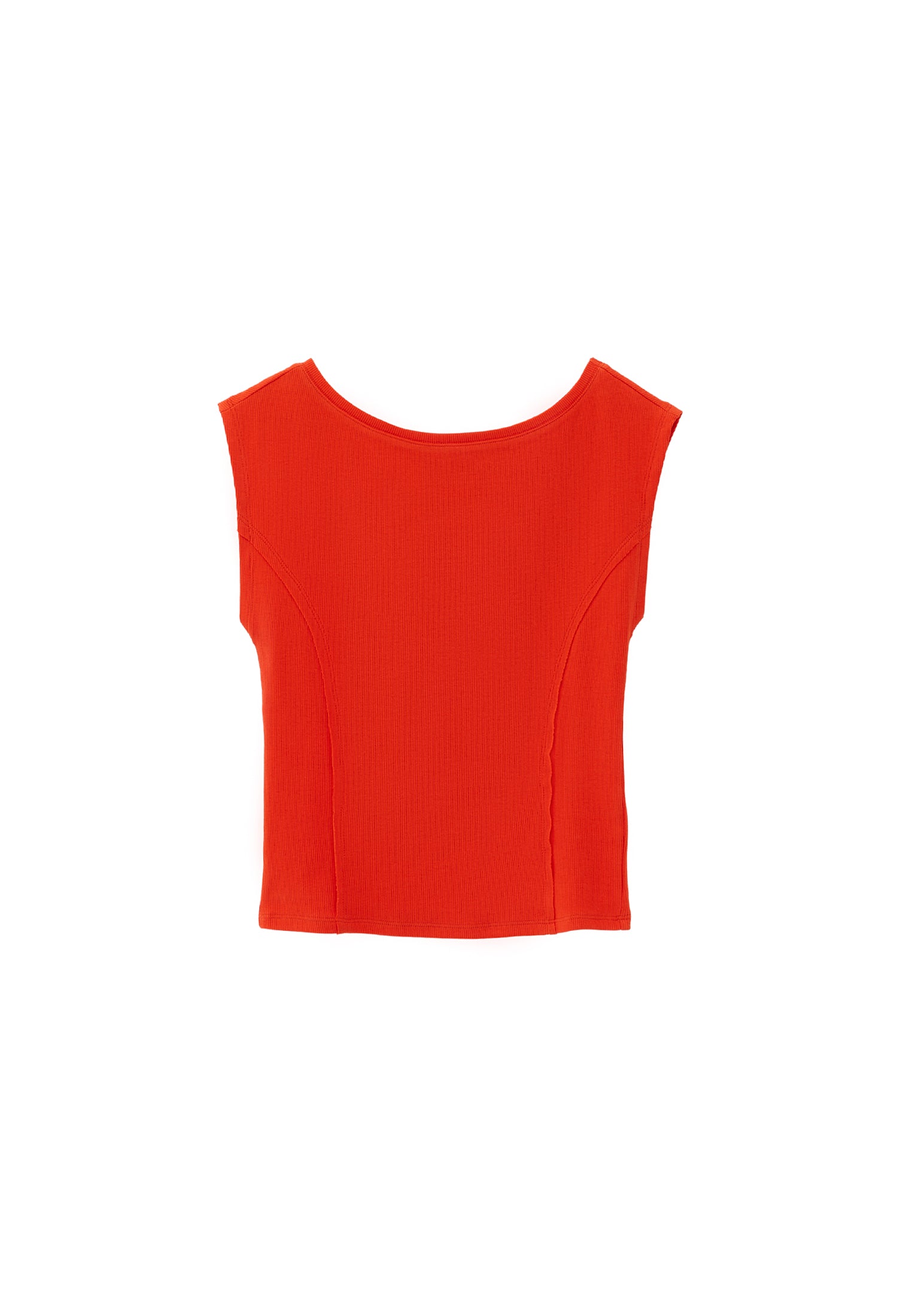 Boat Neck Short Sleeve T-Shirt - MANDARIN RED
