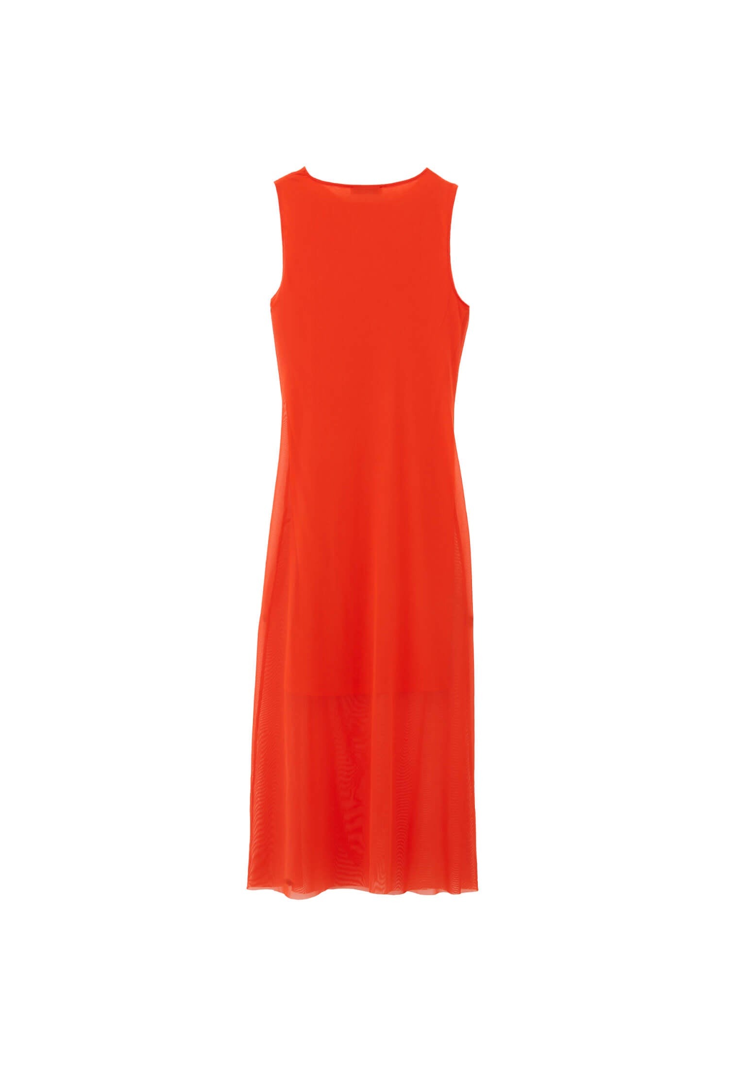 Mesh Long Dress - MANDARIN RED