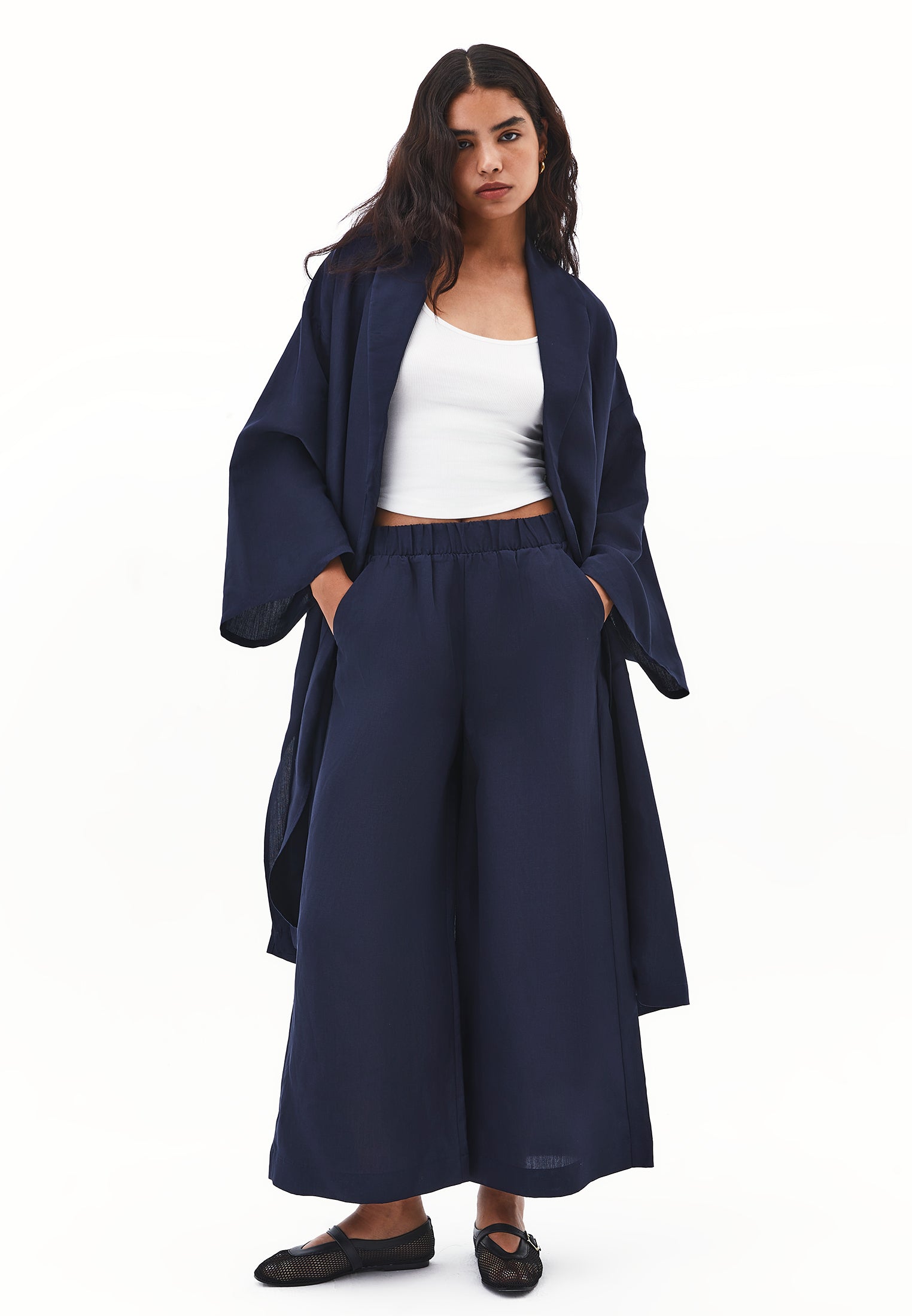 High Waist Wide Leg Pants - MIDNIGHT