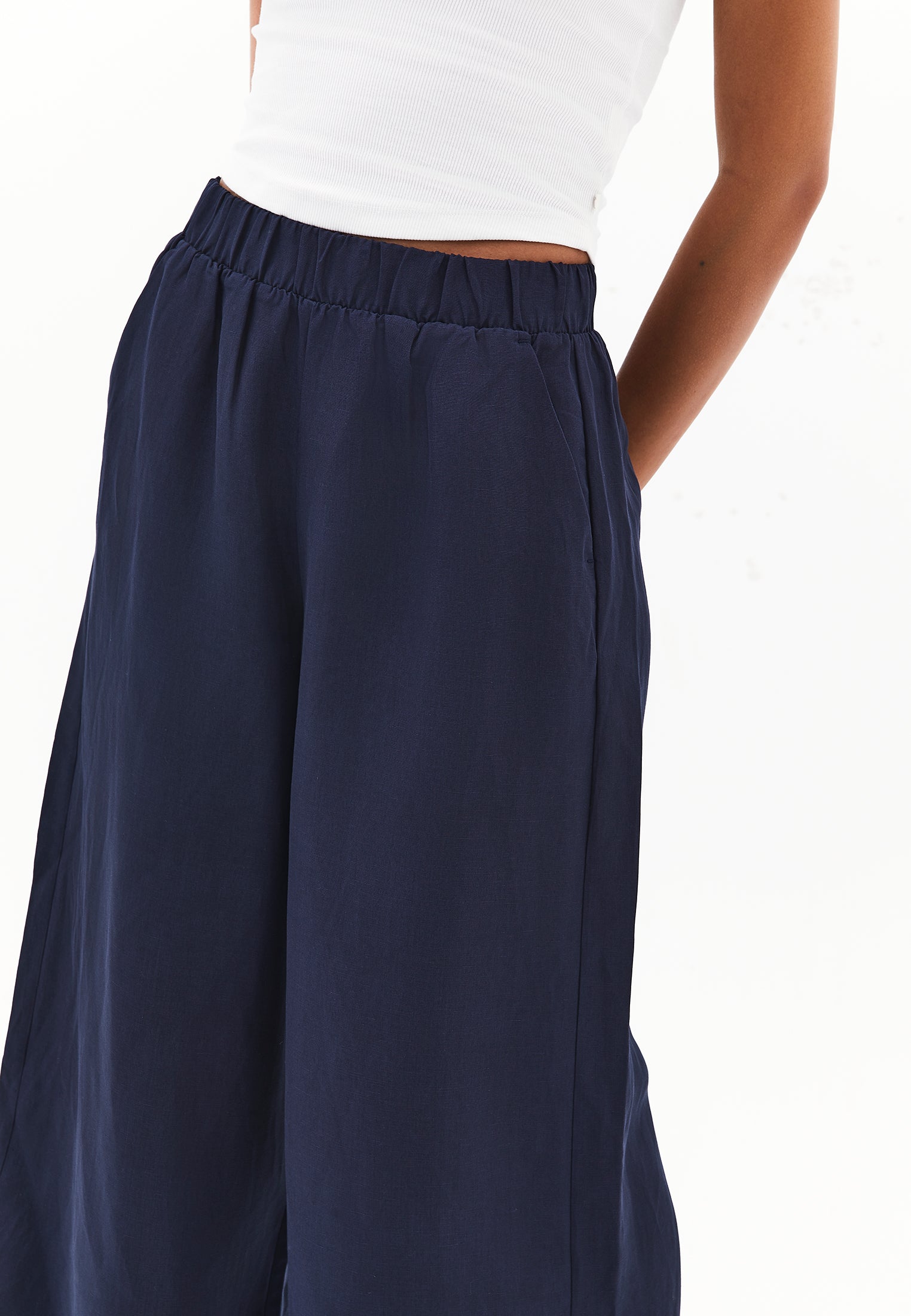 High Waist Wide Leg Pants - MIDNIGHT